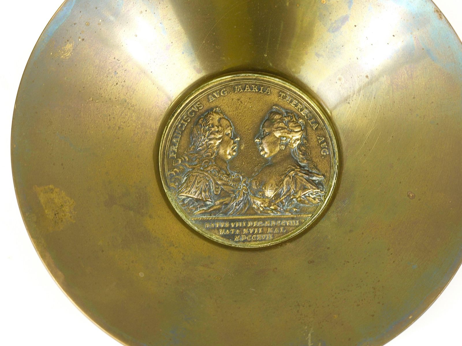 Carl Auböck II Brass Tray, Bowl, Vide Poche, Maria Theresia Coin, Austria, 1950s photo furniture