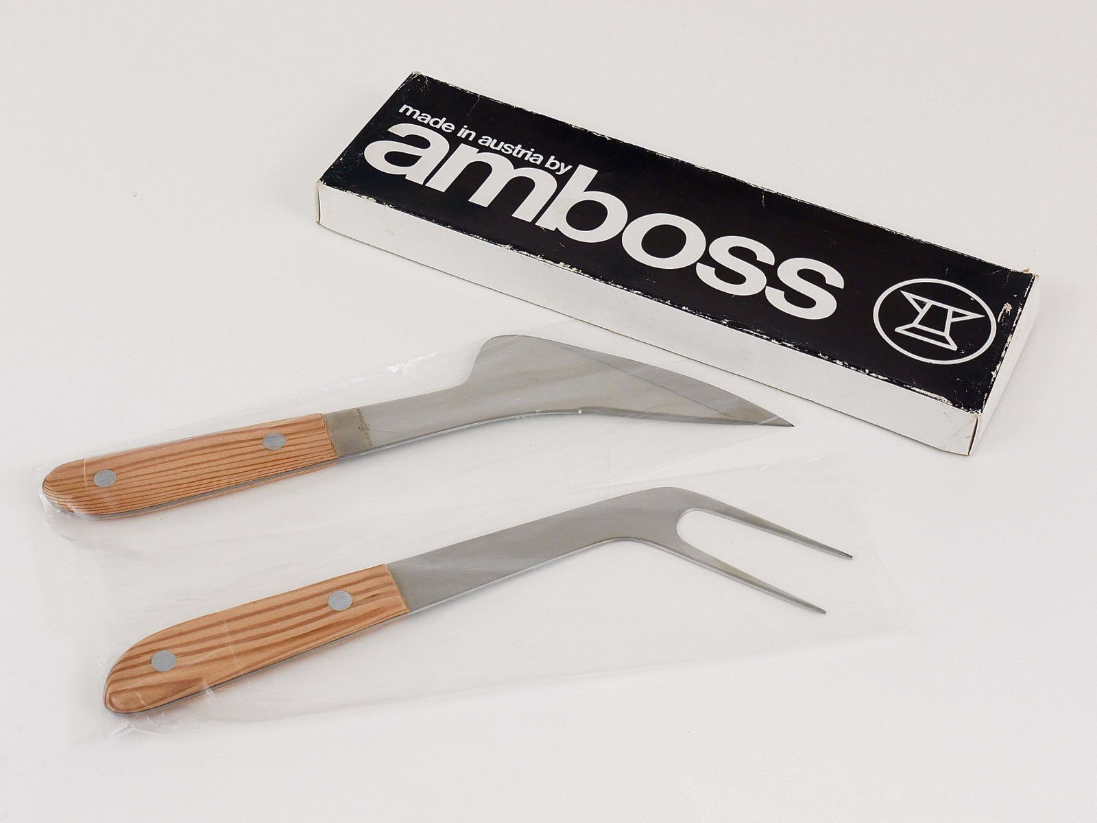 Boxed Mid Century Carving Set 5009, Knife And Fork By Amboss Austria, 1960s photo furniture
