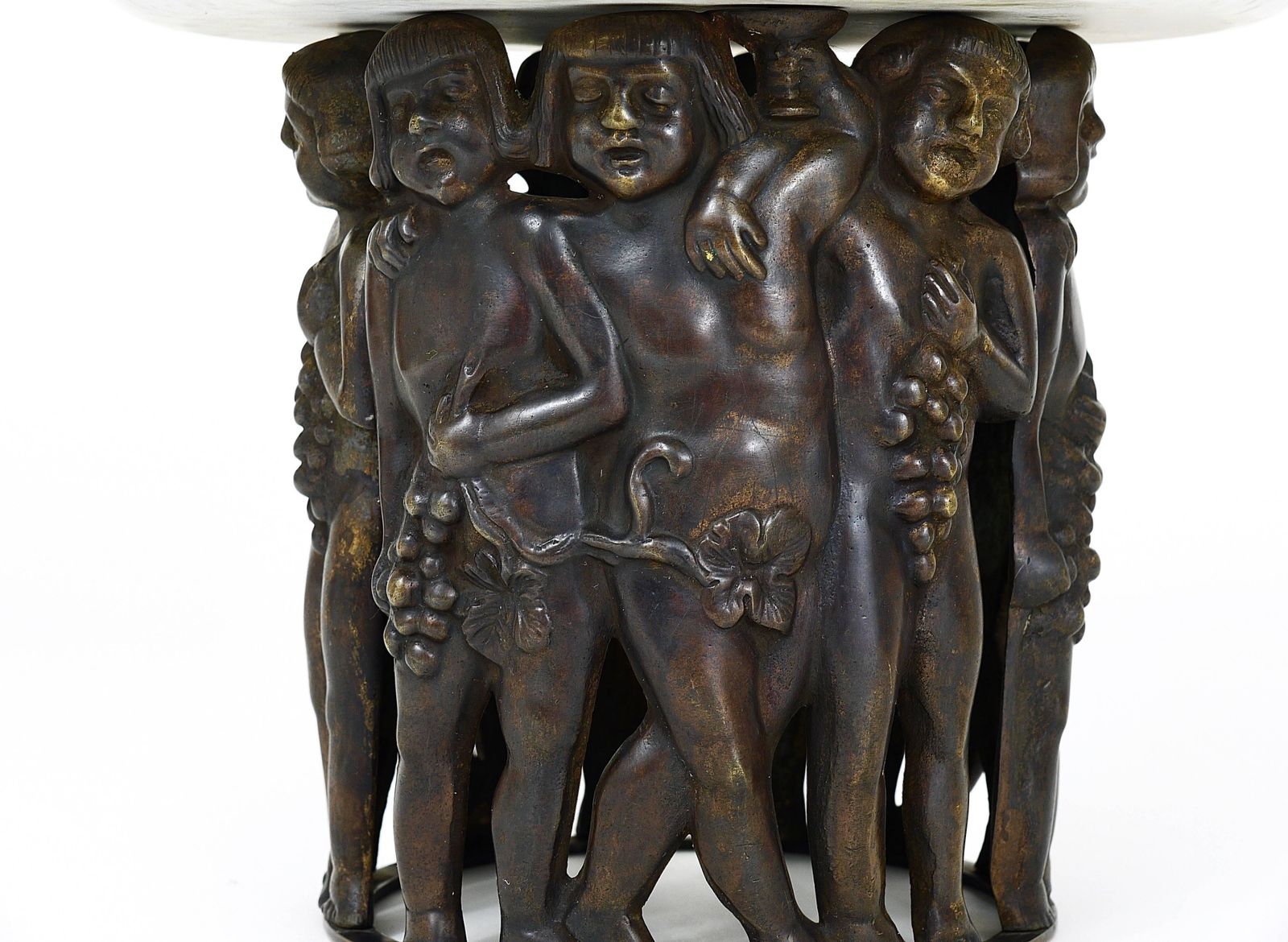 Gustav Gurschner (Attr.) Art Nouveau Bacchus Putto Centerpiece Bronze Marble photo furniture