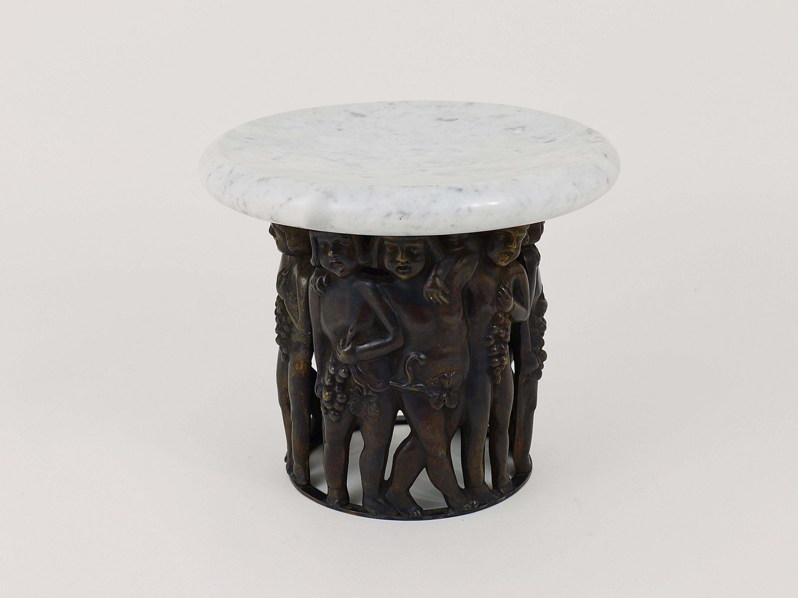 Gustav Gurschner (Attr.) Art Nouveau Bacchus Putto Centerpiece Bronze Marble photo Art