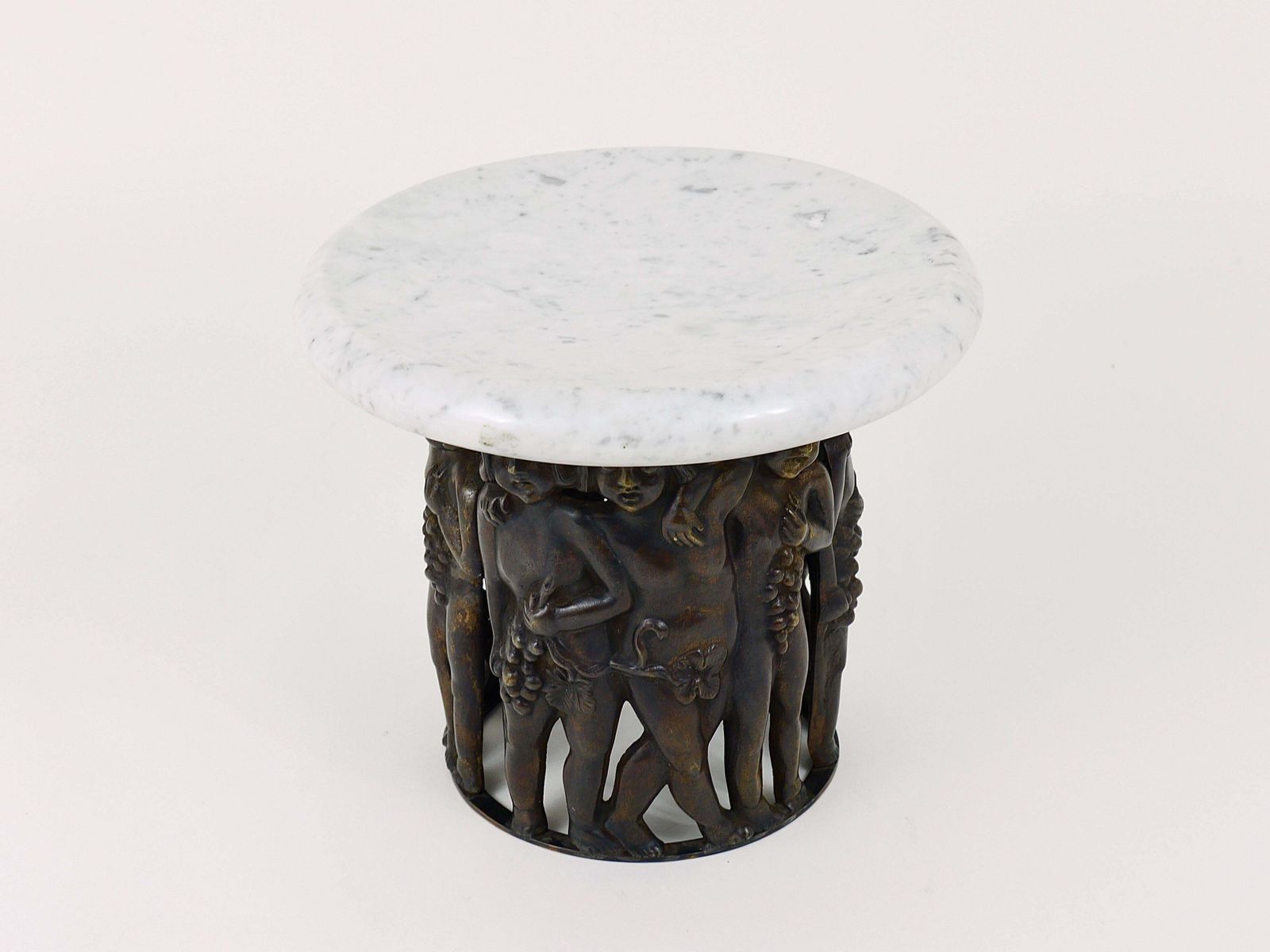 Gustav Gurschner (Attr.) Art Nouveau Bacchus Putto Centerpiece Bronze Marble photo vinterior