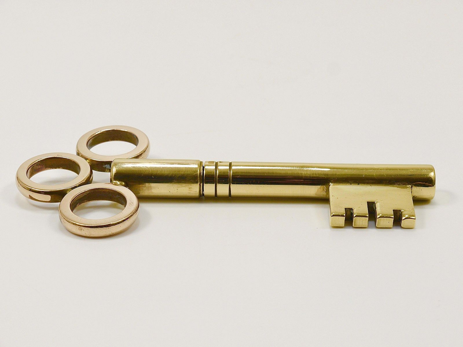 Large Carl Aubock Brass Key Corkscrew Bottle Opener Paperweight, Austria, 1950s photo for sale