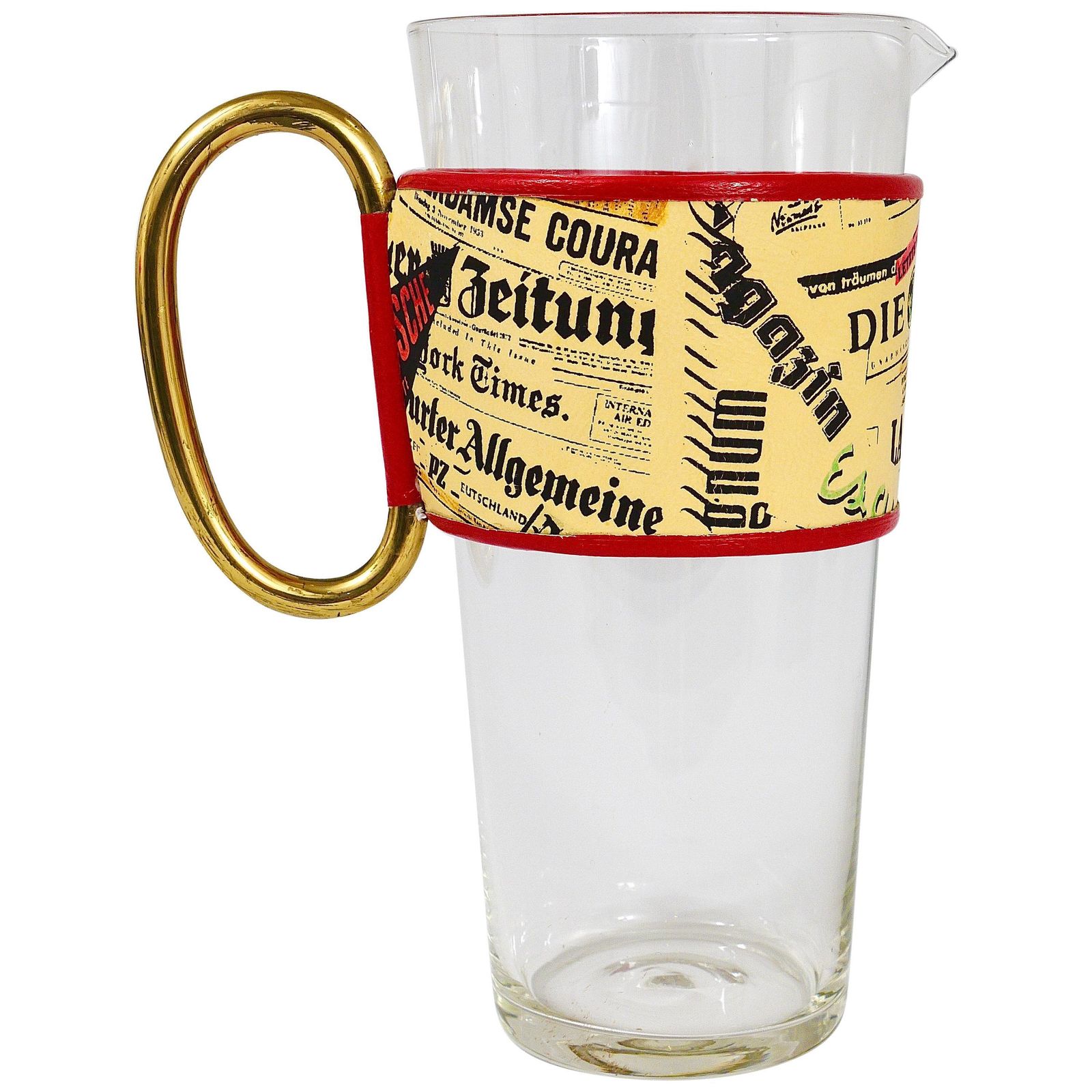 Carl Auböck Martini Newspaper Midcentury Glass Pitcher, Austria, 1950s