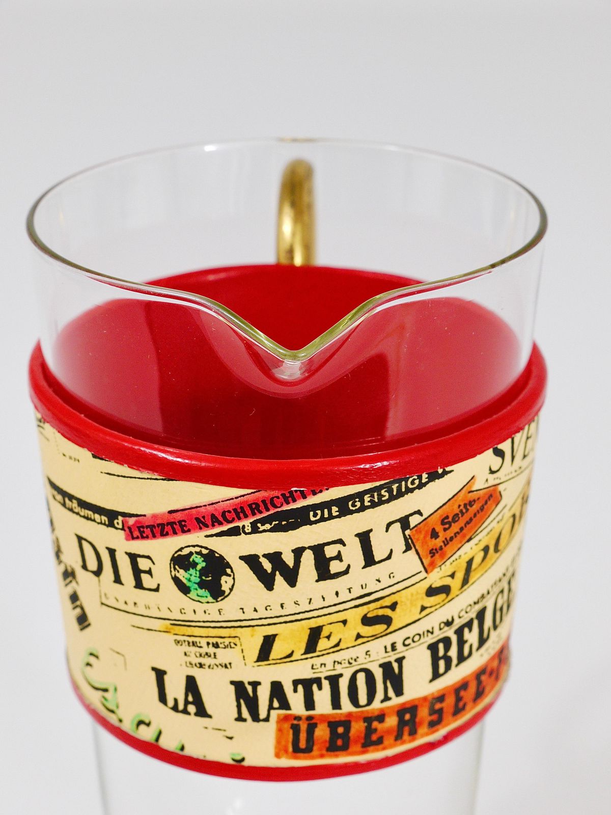 Carl Auböck Martini Newspaper Midcentury Glass Pitcher, Austria, 1950s photo for sale