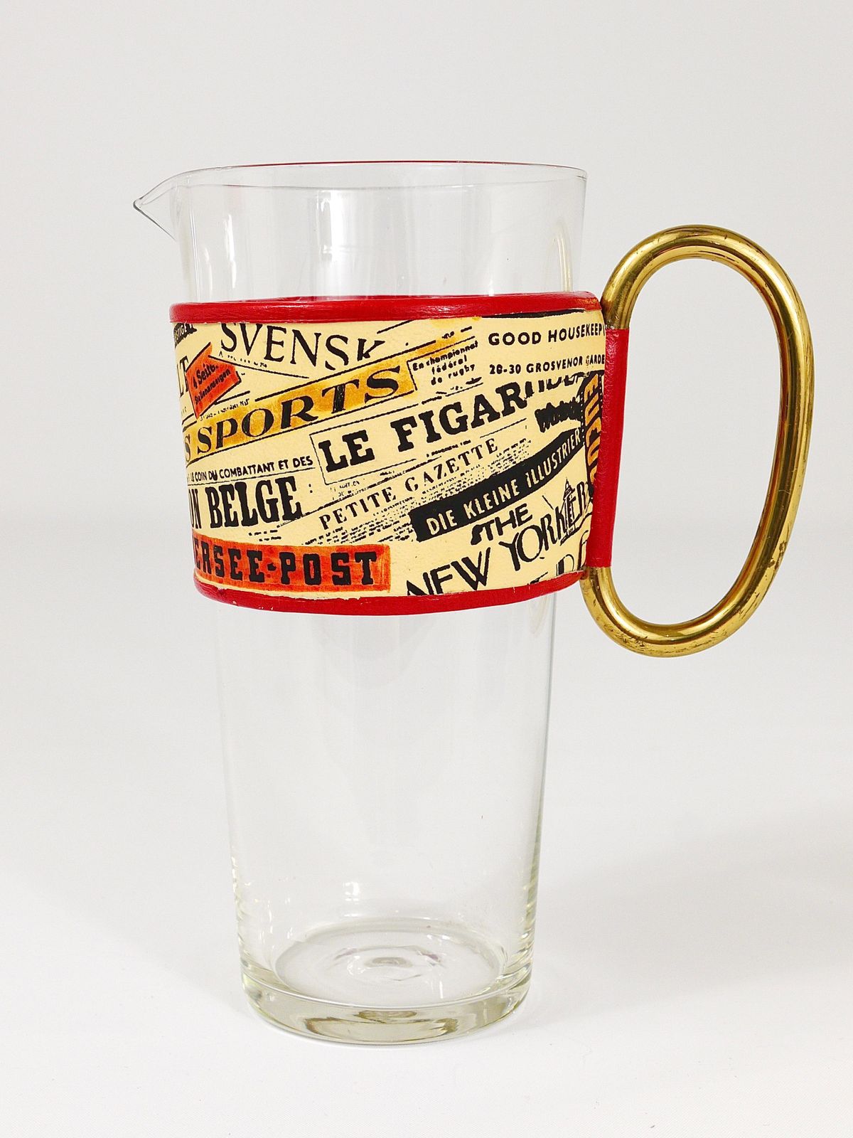 Carl Auböck Martini Newspaper Midcentury Glass Pitcher, Austria, 1950s photo buy