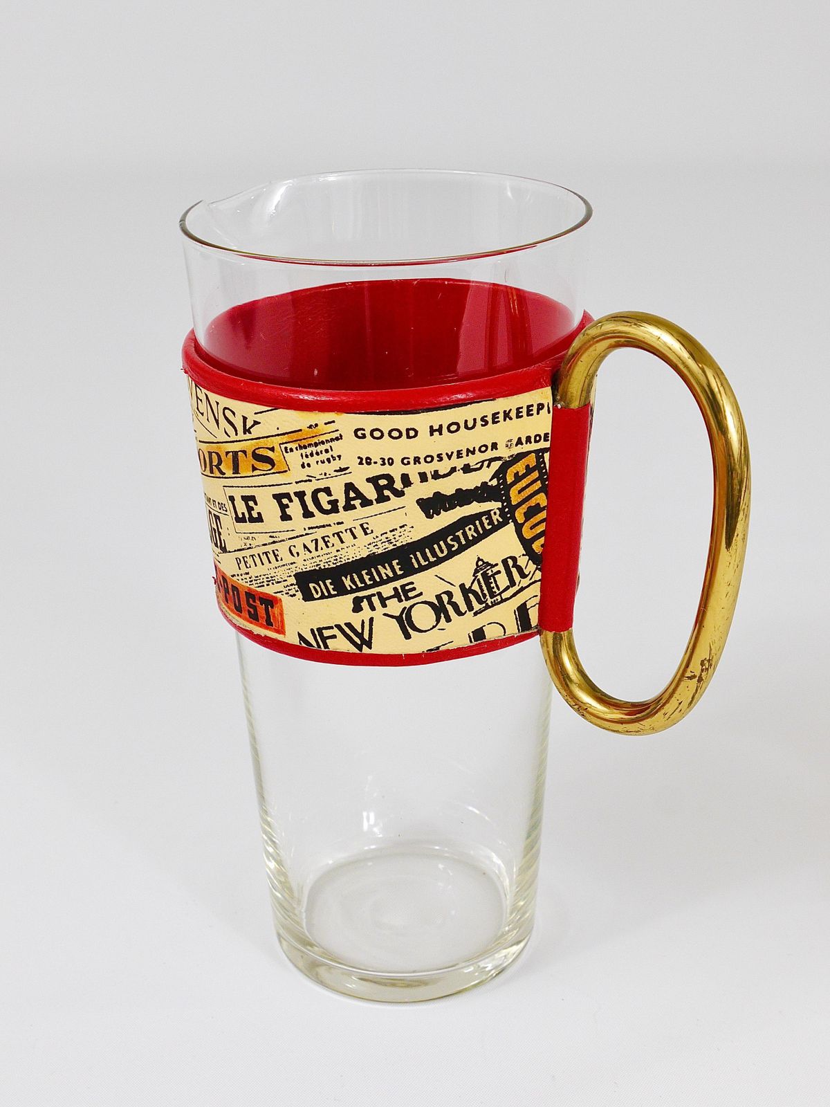 Carl Auböck Martini Newspaper Midcentury Glass Pitcher, Austria, 1950s photo vintage