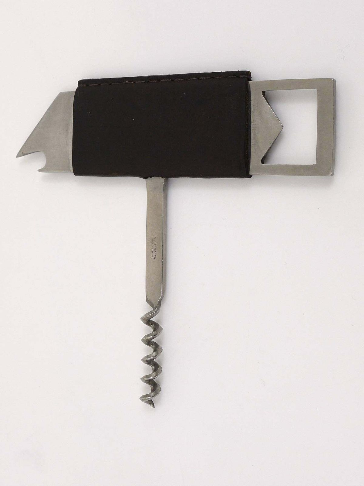 Carl Auböck II Barboy Bottle Opener & Corkscrew, Leather & Steel, Amboss Austria photo 717.0