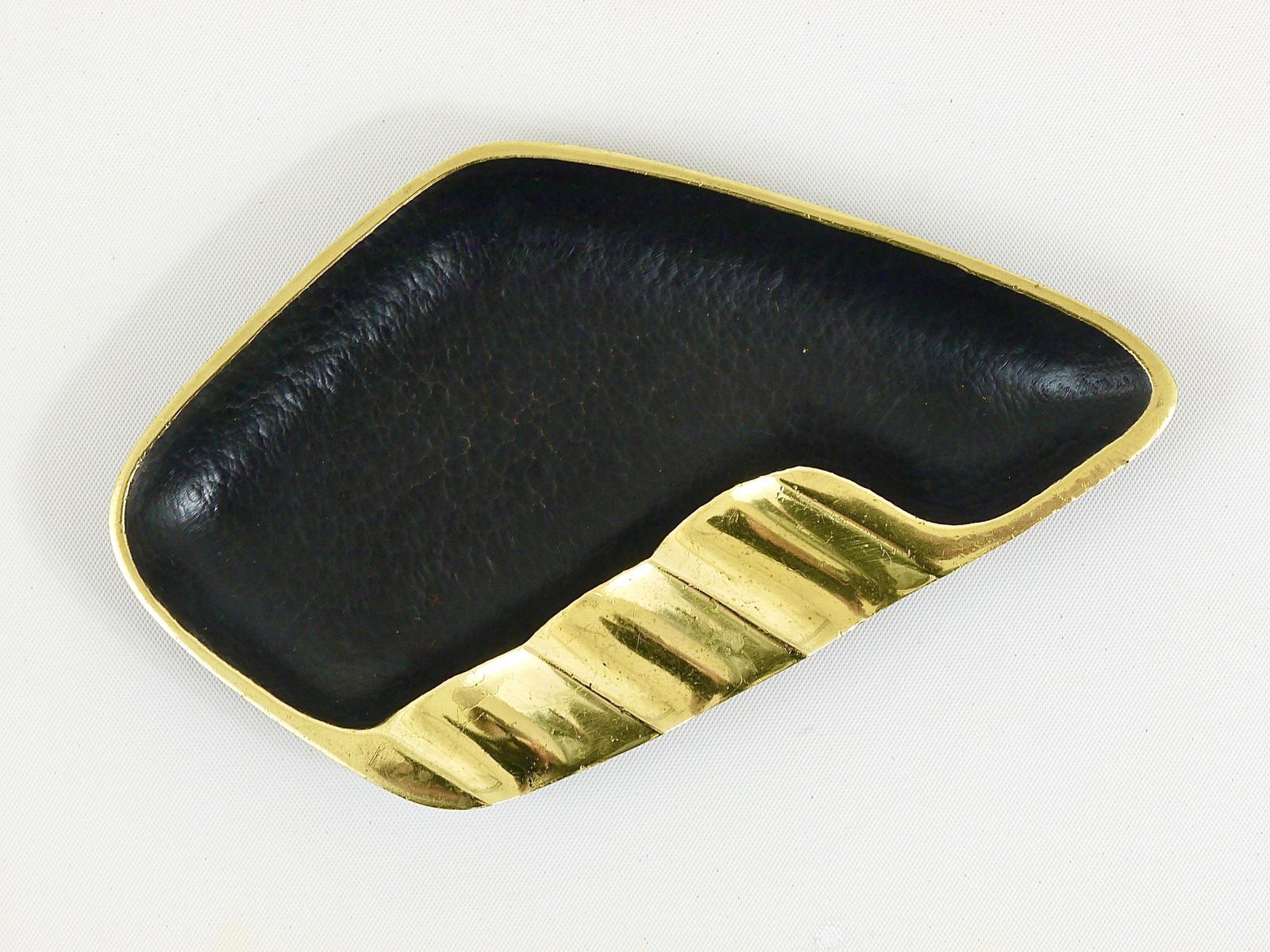 Walter Bosse Asymmetrical Modernist Black Brass Ashtray By Herta Baller, 1950s photo Home Decor