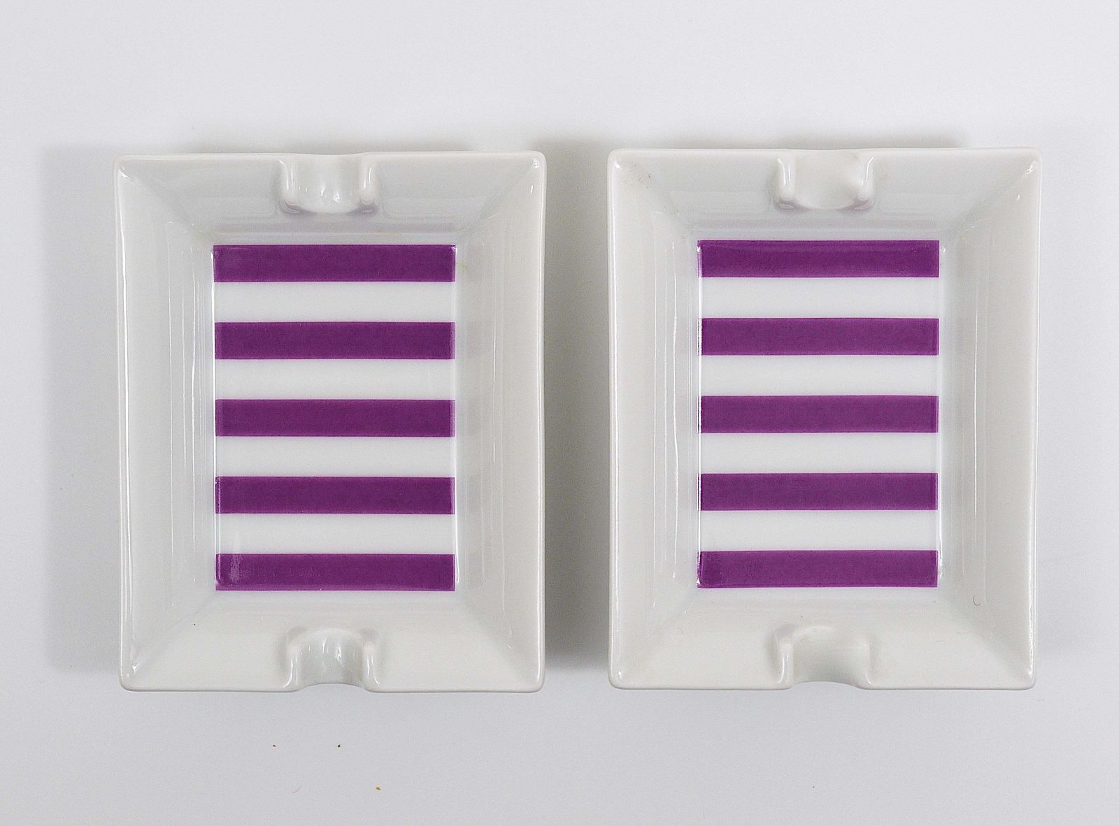 Pair Augarten Vienna Purple Midcentury Fine Porcelaine Ashtrays, Austria, 1950s photo furniture