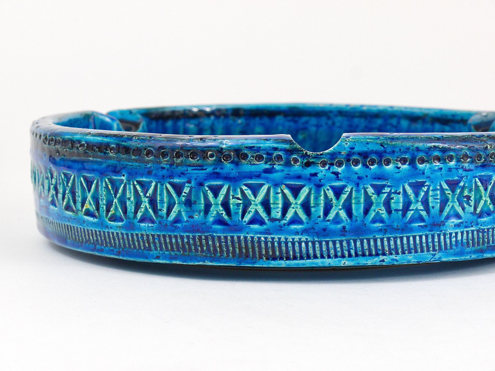 Home Decor Aldo Londi Bitossi Very Large Round Rimini Blue Glazed Midcentury Ashtray, 1950s photo