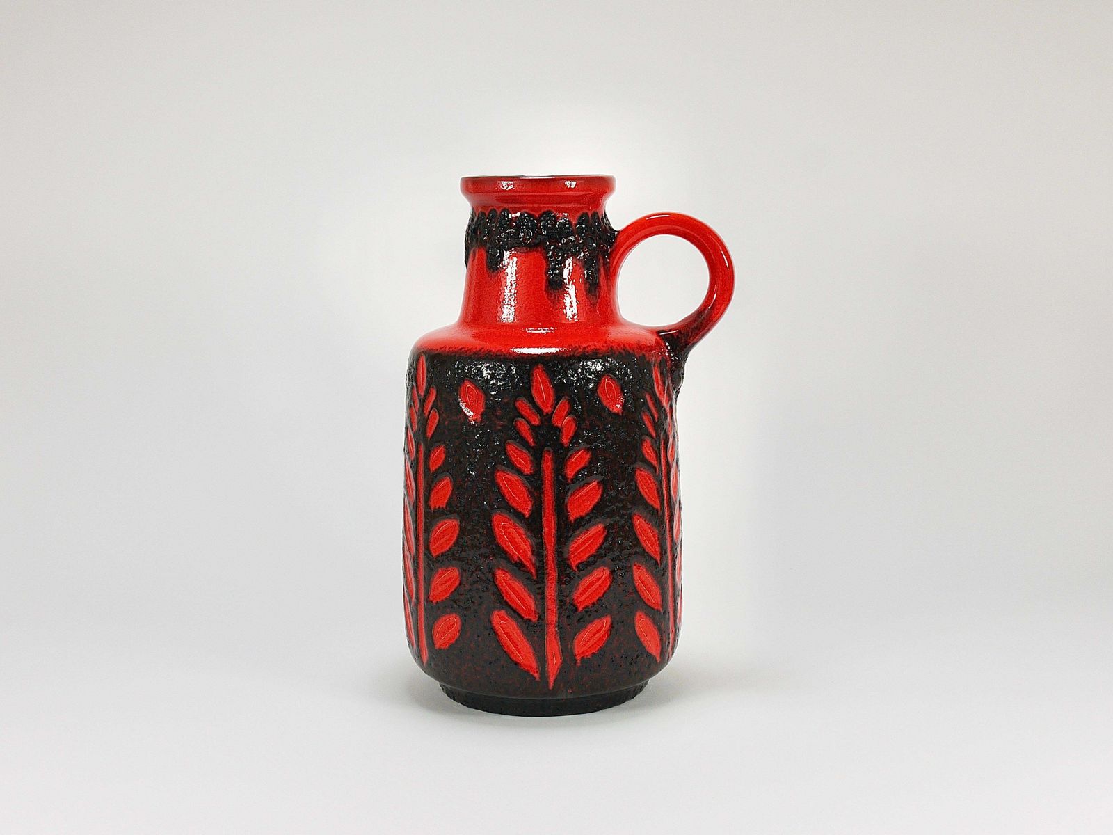 Tall Fat Lava Art Pottery Floor Vase By Scheurich, Western Germany, 1970s photo for sale