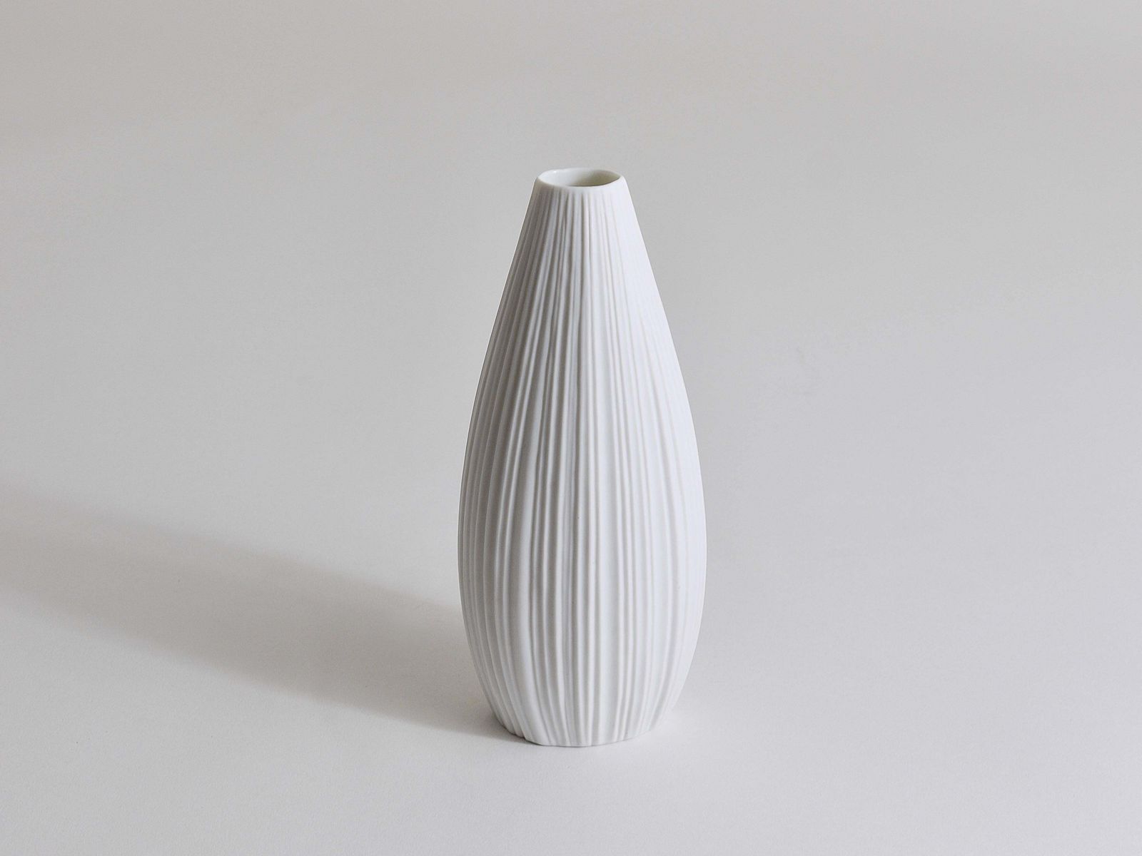 Rosenthal White Relief Striped Porcelain Vase By Martin Freyer, Germany, 1960s photo for sale