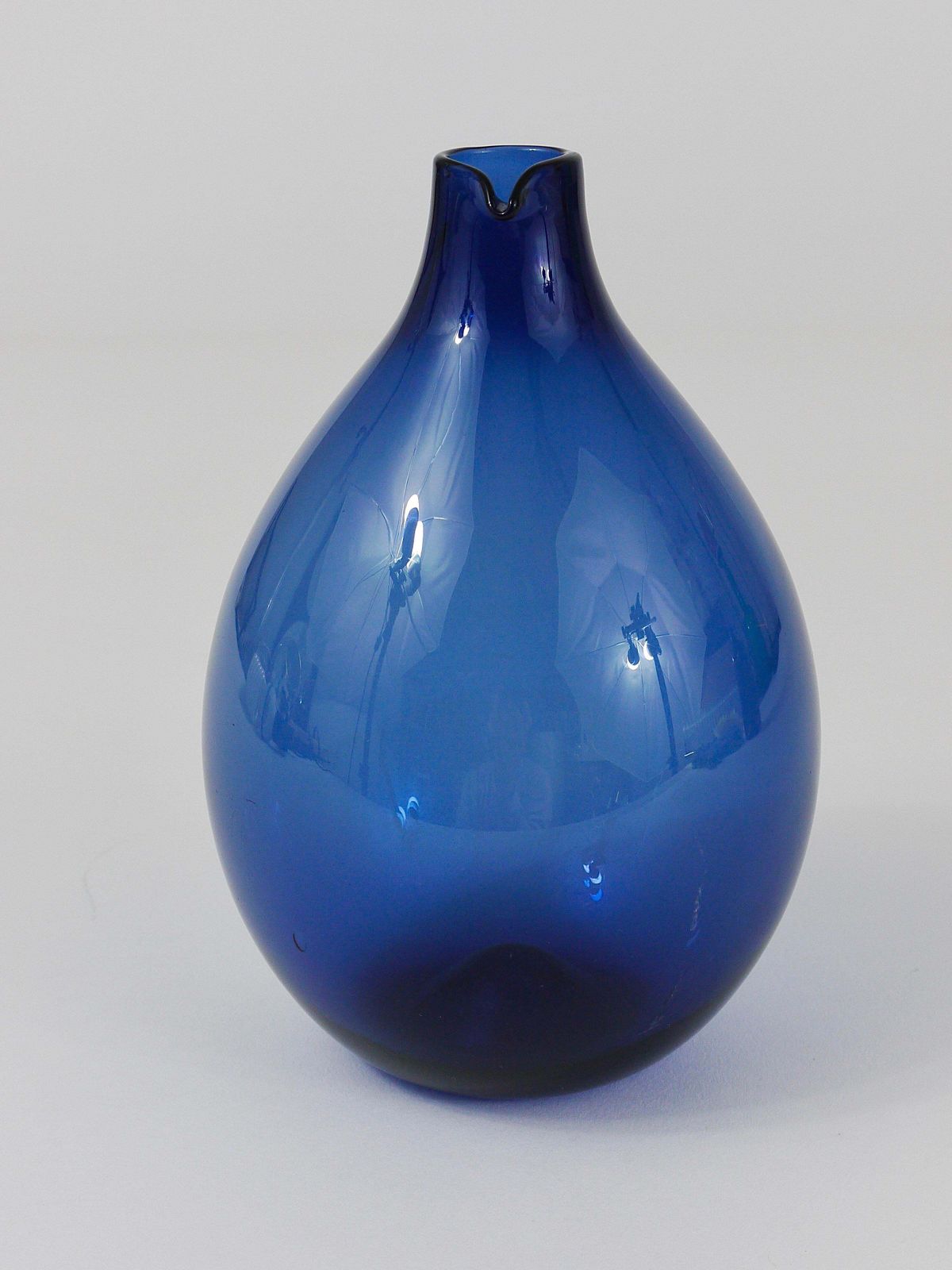 Signed Blue Timo Sarpaneva Pullo Bird Bottle Glass Vase, Iittala, Finland, 1950s photo buy