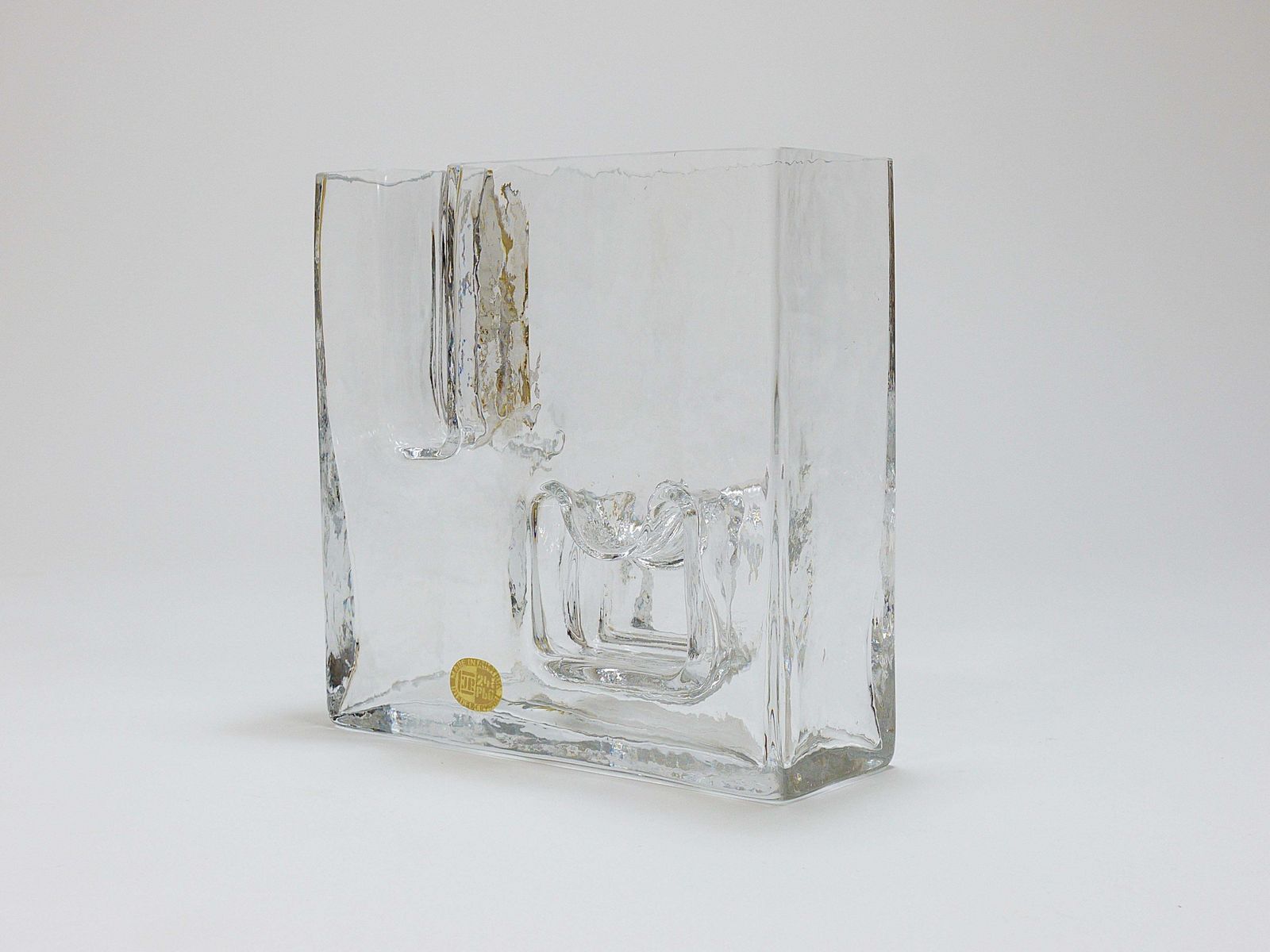 Op Art Ice Glass Vase By Claus Josef Riedel, Austria, 1970s photo vintage