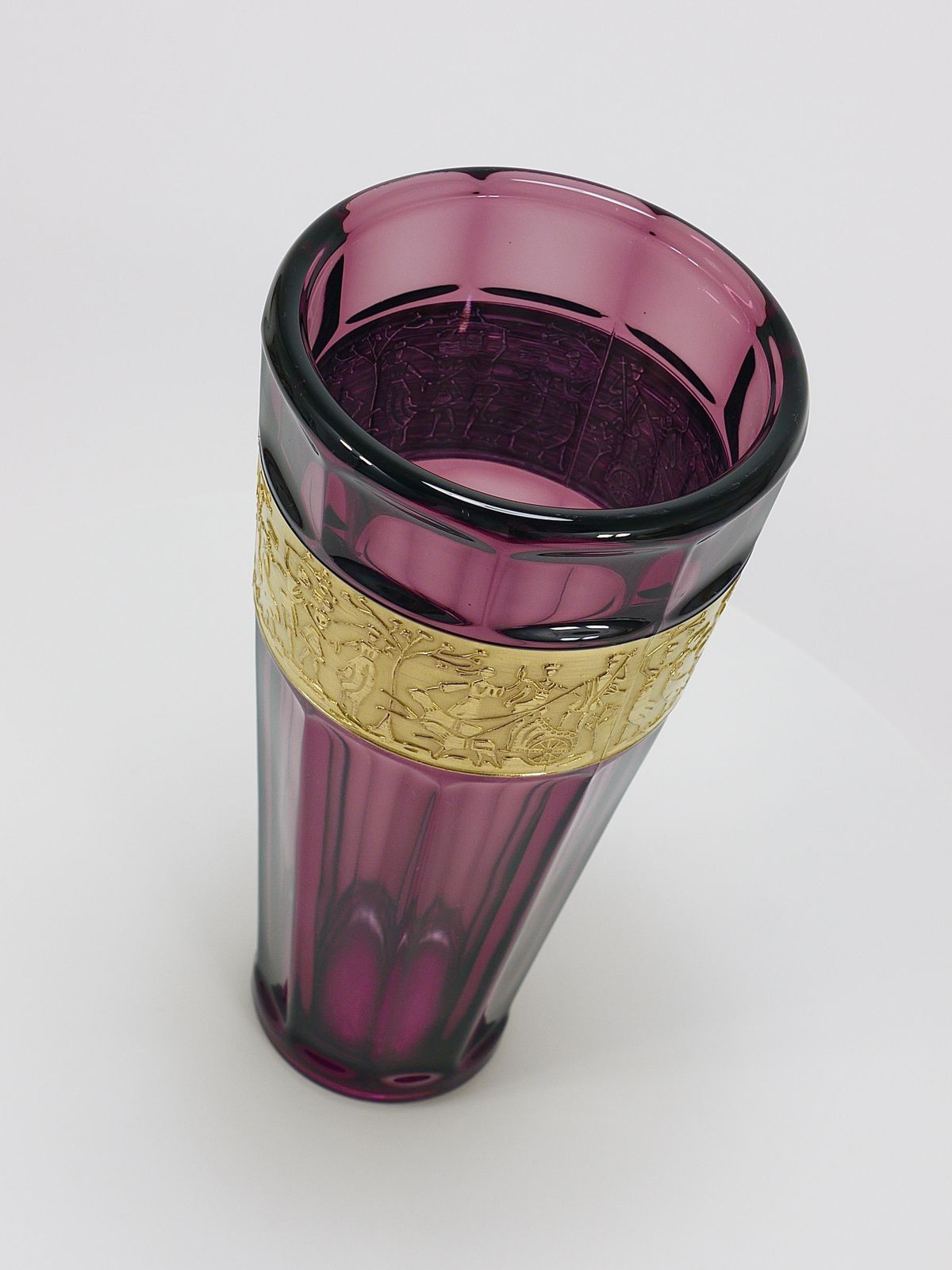 Ludwig Moser Art Deco Amethyst Crystal Glass Vase, Fipop Series, Karlsbad, 1920s photo vintage