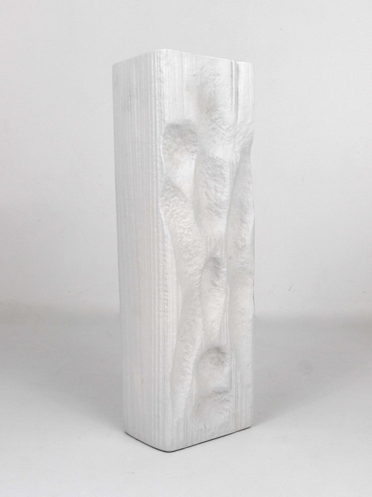 Huge White Relief Op Art Porcelain Vase, Martin Freyer, Rosenthal Germany, 1960s photo for sale