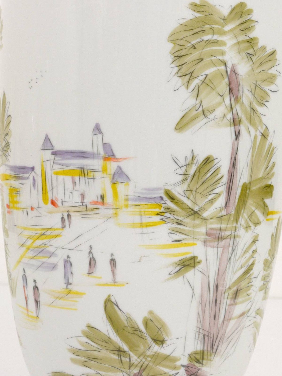 Huge Hutschenreuther Handpainted Midcentury Porcelain Vase, Selb, Germany, 1950s photo Home Decor