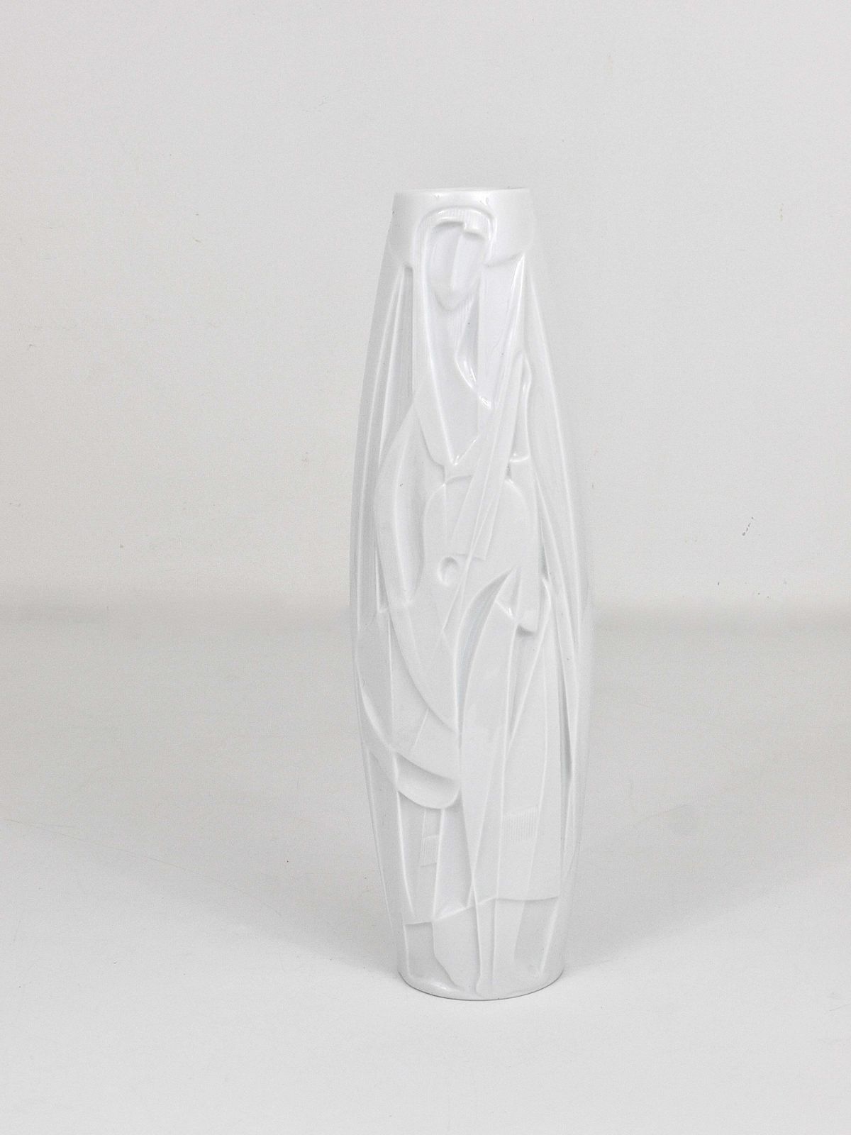 Cuno Fischer Rosenthal Studio Linie White Relief Op Art Porcelain Vase, 1960s photo 556.0