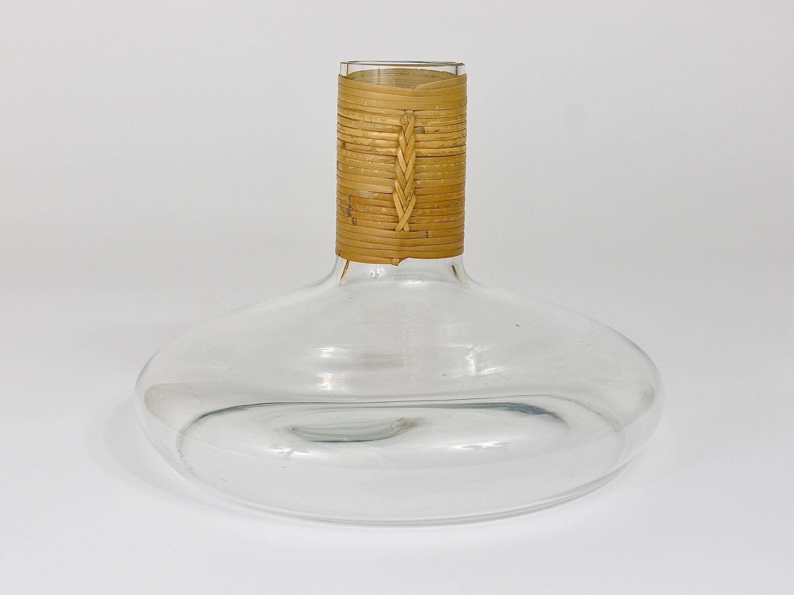 Carl Aubock Vase Or Decanter With Wicker Top, Midcentury, Austria, 1950s photo vinterior