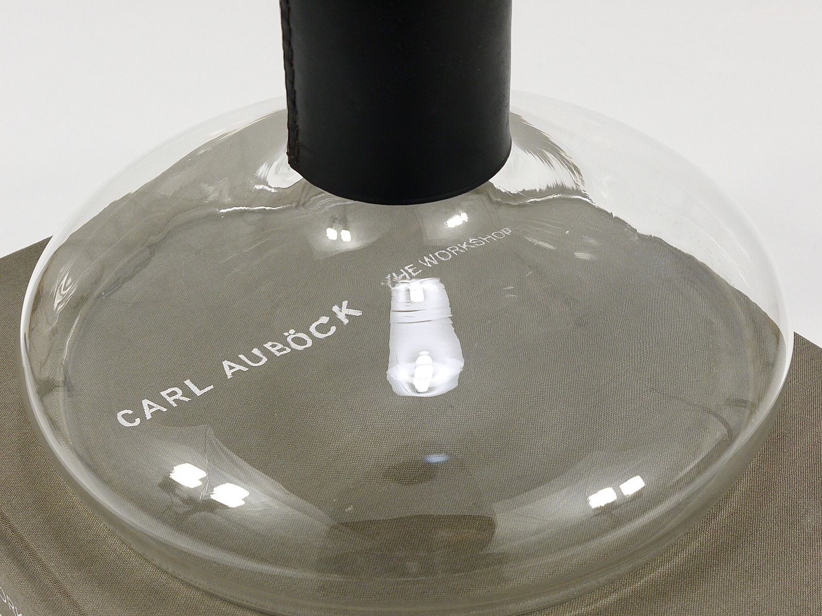 photo for sale Carl Aubock II Vase Decanter With Black Leather Top, Midcentury, Austria, 1950s