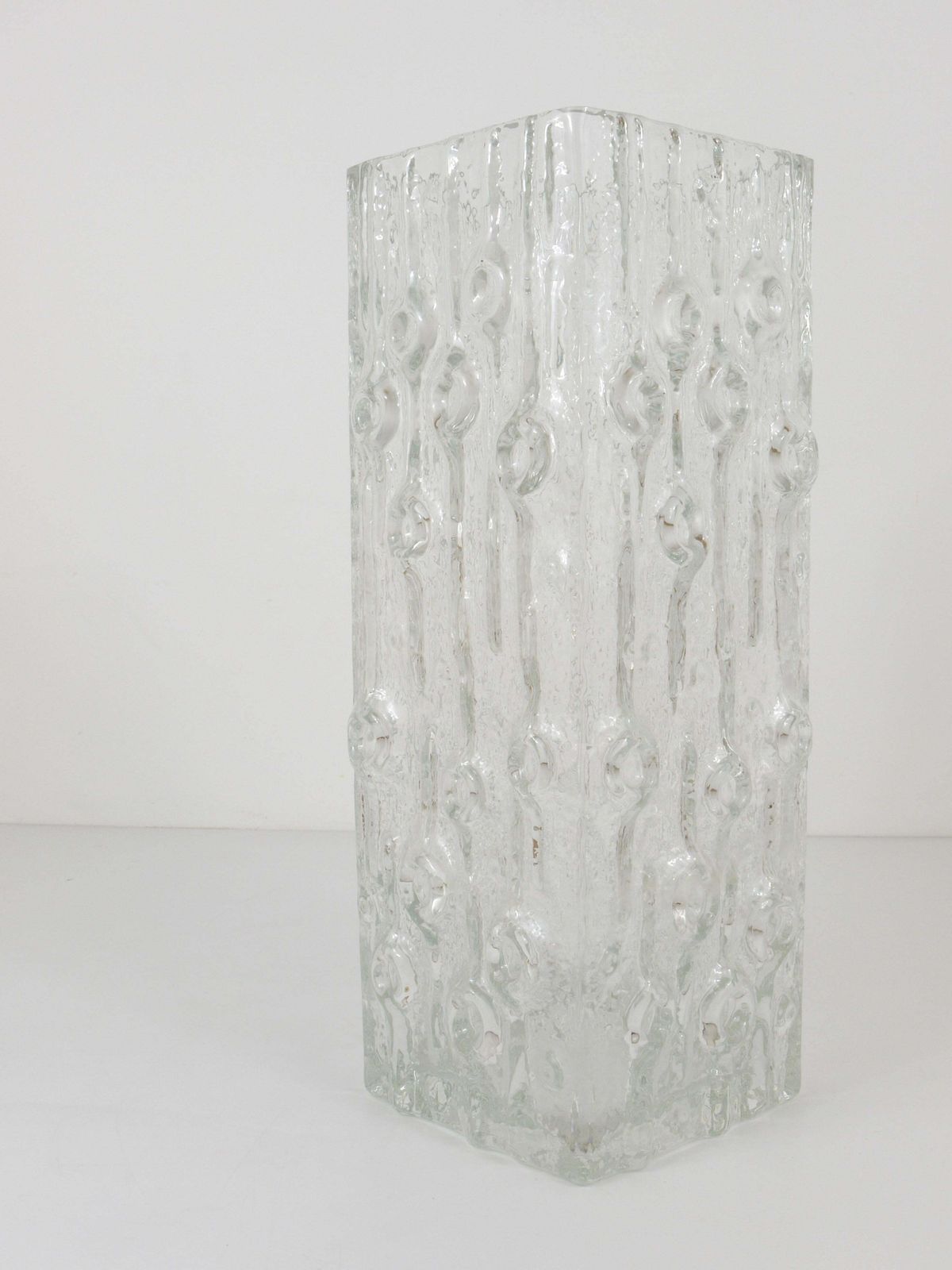 Big Op Art Ice Glass (Floor) Vase By Peill & Putzler, Mid Century Germany, 1970s photo vintage