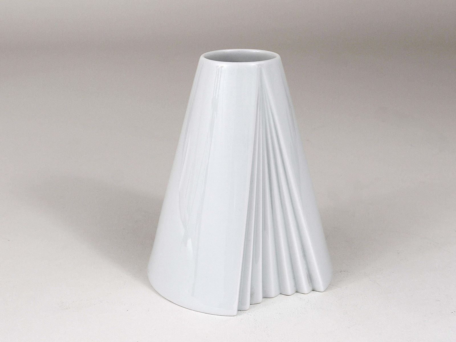 Ambrogio Pozzi Rosenthal White Geometric Op Art Porcelain Vase, Germany, 1980s photo for sale