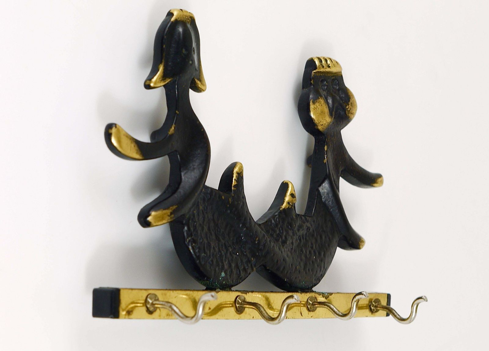 Walter Bosse Brass Key Hanger Sea God And Mermaid, Herta Baller, Austria, 1950s photo Art