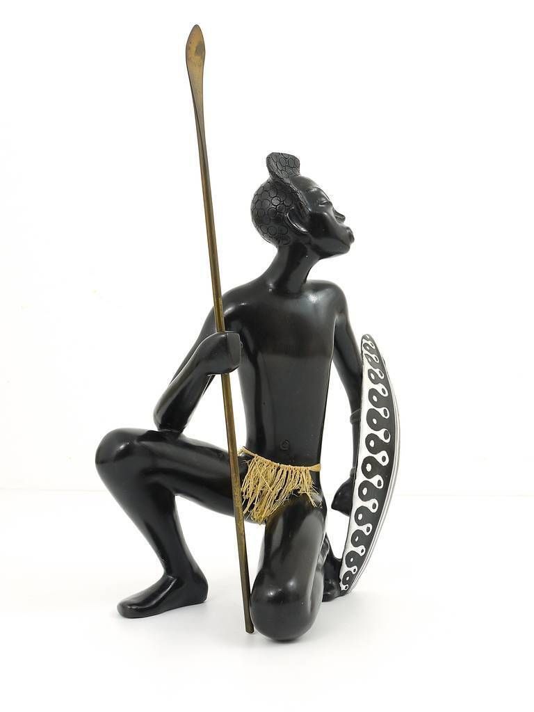 photo furniture Huge African Watusi Warrior Sculpture By Leopold Anzengruber, Vienna 1950s