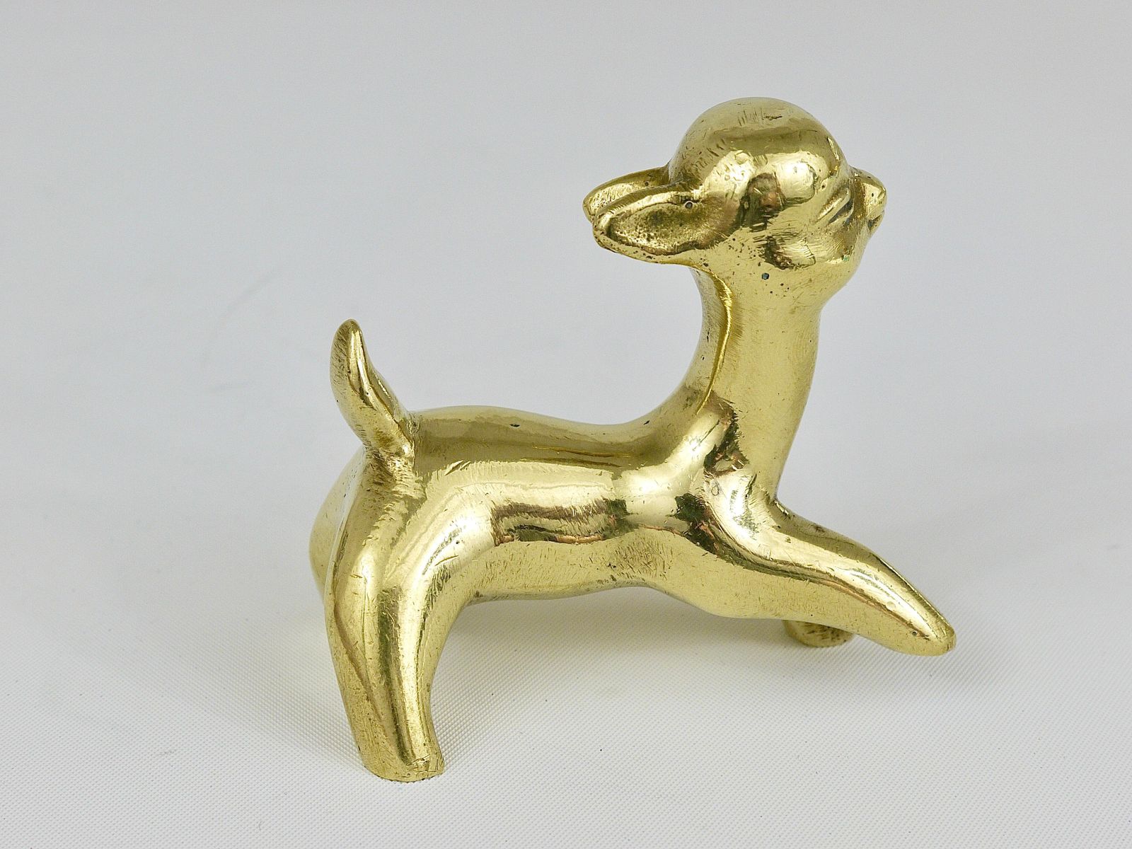 photo for sale Walter Bosse Midcentury Deer Fawn Brass Figurine, Herta Baller, Austria, 1950s