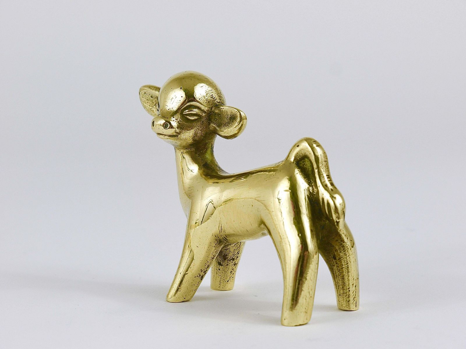 Walter Bosse Midcentury Baby Cow Brass Figurine, Herta Baller, Austria, 1950s photo for sale