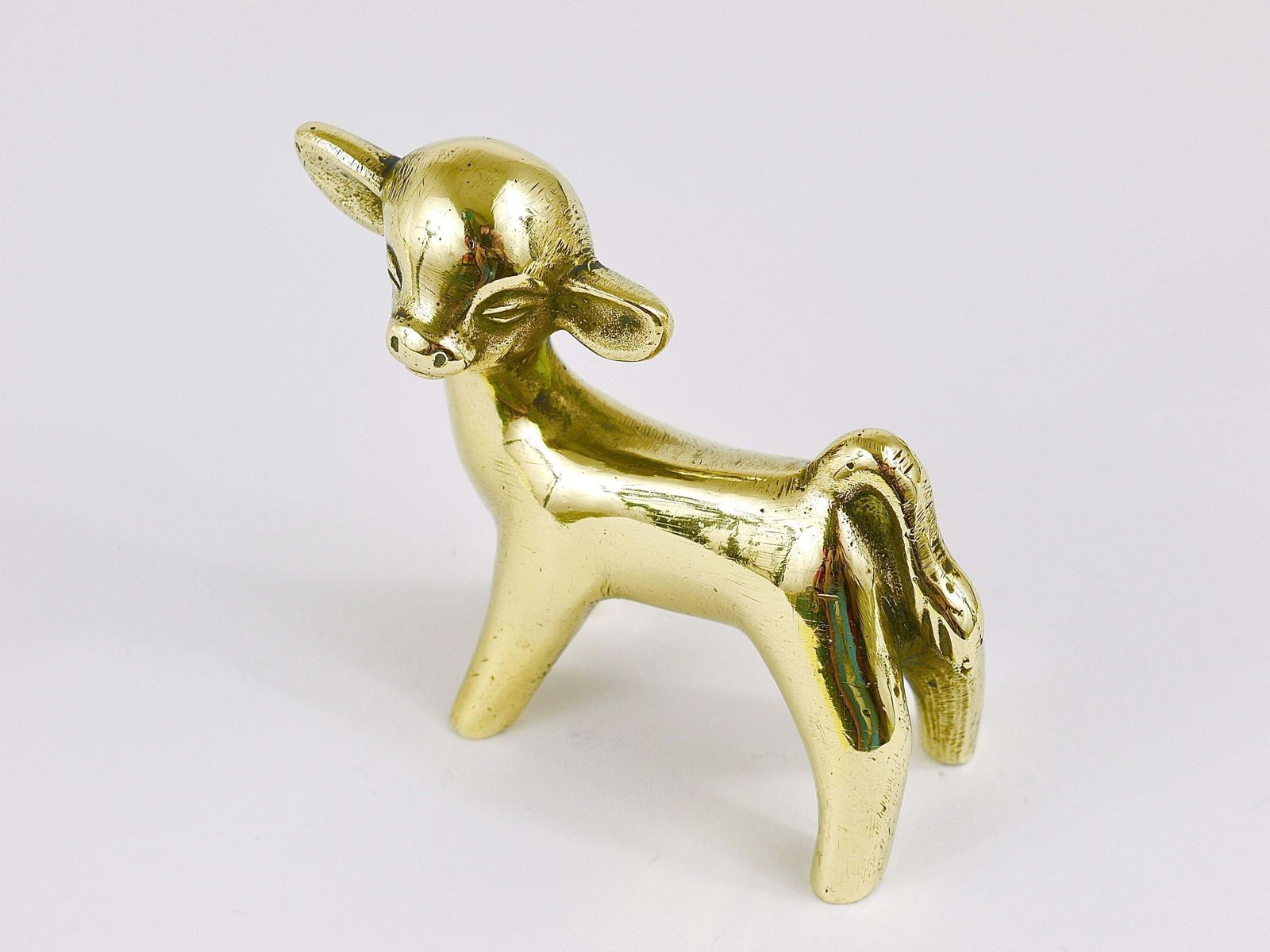 Walter Bosse Midcentury Baby Cow Brass Figurine, Herta Baller, Austria, 1950s photo vinterior