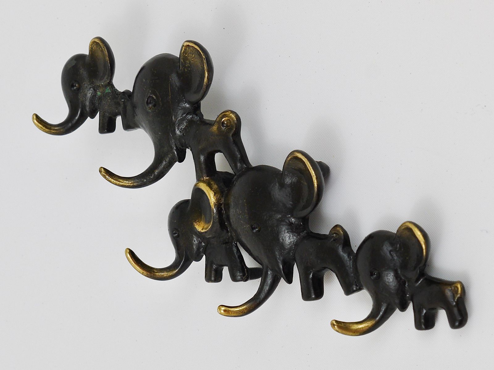 Walter Bosse Elephants Brass Key Hanger By Herta Baller, Austria, 1950s photo buy