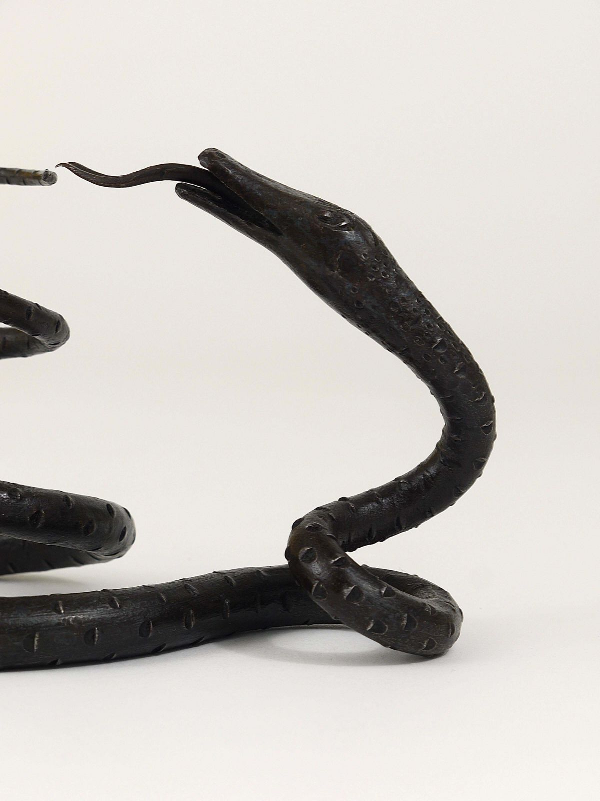 Edgar Brandt Style Hand Forged Iron Snake Or Serpent Sculpture, Austria, 1920s photo Art
