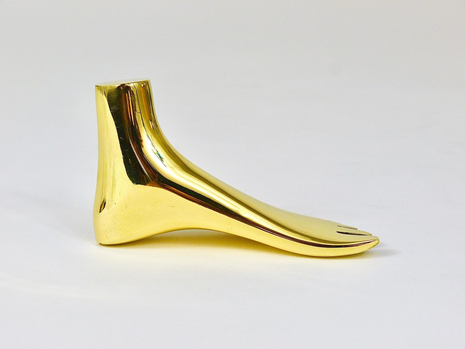 photo buy Signed Carl Auböck Midcentury Brass Foot Paperweight Handmade Sculpture