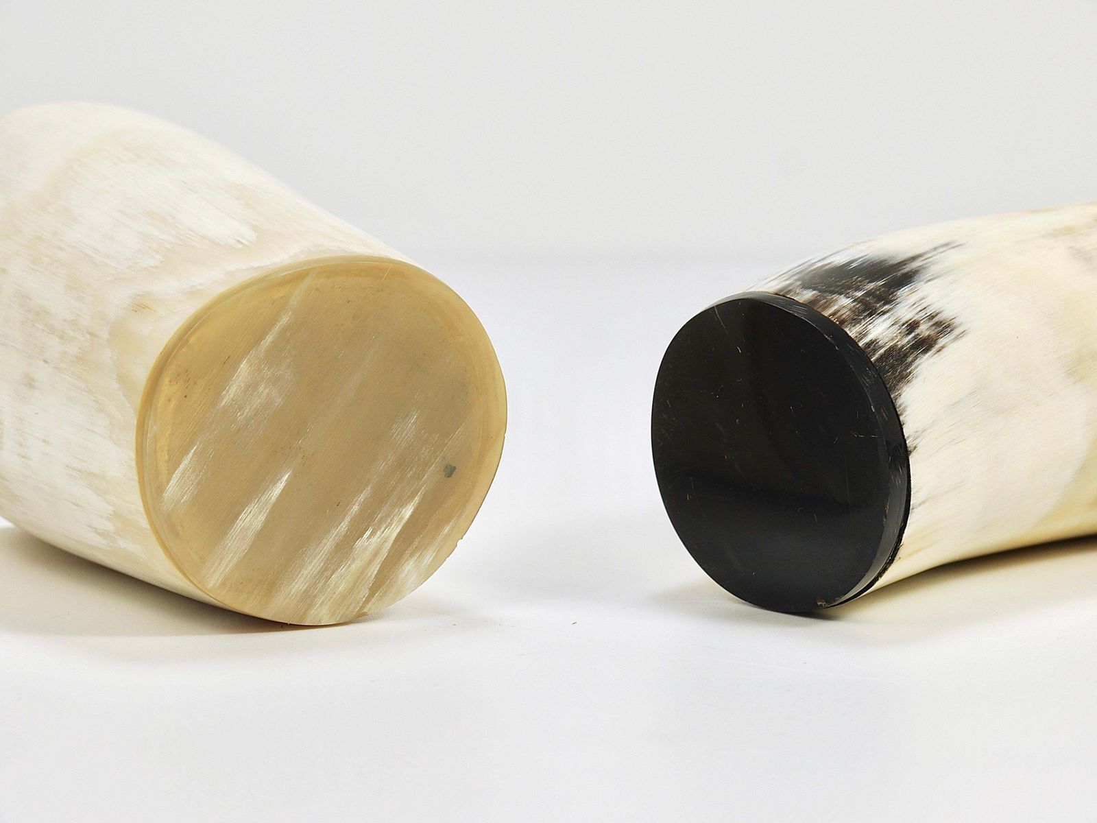 photo furniture Two Carl Aubock Mid Century Horn Desk Pen & Pencil Holder Cups, Austria, 1950s
