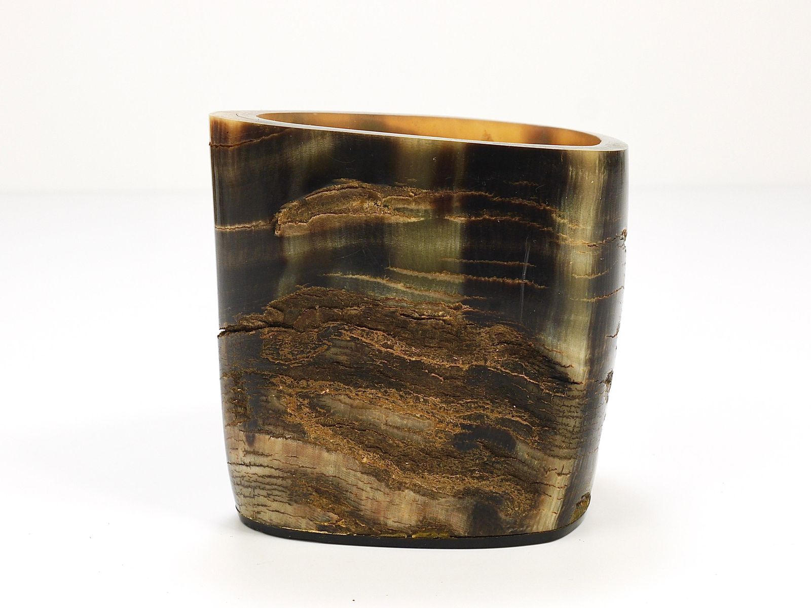 Carl Aubock Mid Century Horn Desk Pen & Pencil Holder Cup, Austria, 1950s photo for sale