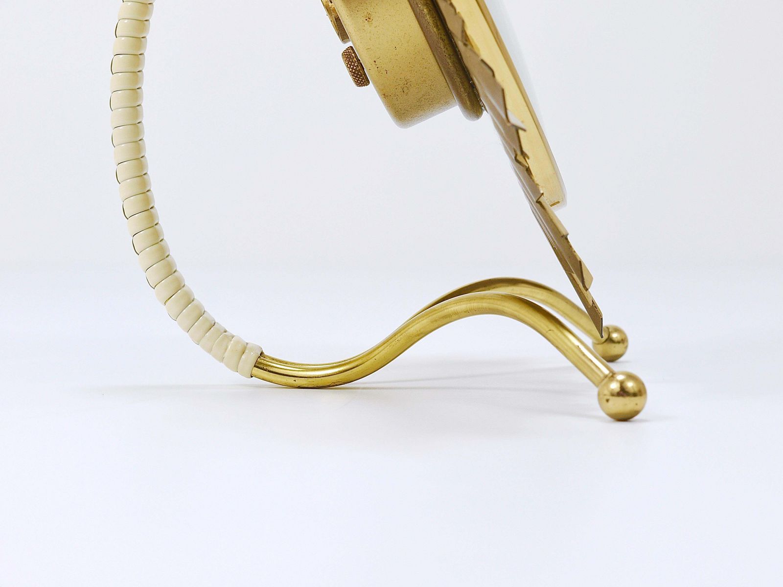 Junghans Mid Century Golden Sunburst Brass Table Desk Clock, Germany, 1950s photo Home Decor
