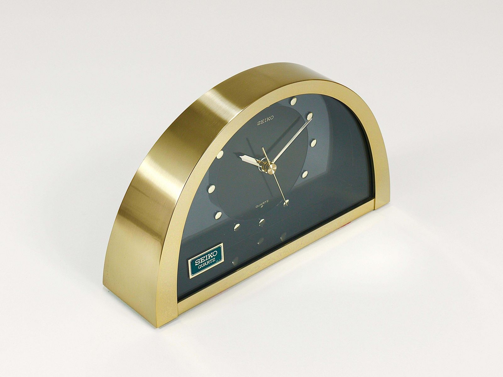 photo buy Beautiful Hollywood Regency Brass See Through Table Clock By Seiko Japan, 1980s
