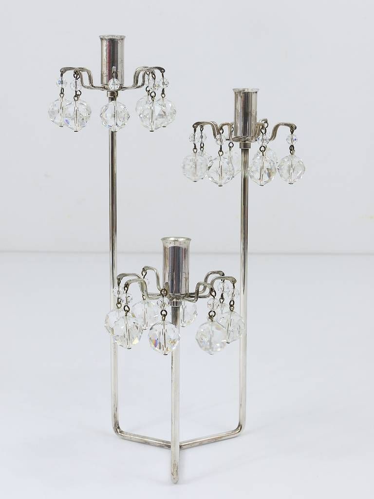 Lobmeyr Silver Plated Candleholder, Faceted Swarovski Crystals, Austria, 1960s photo 1290.0
