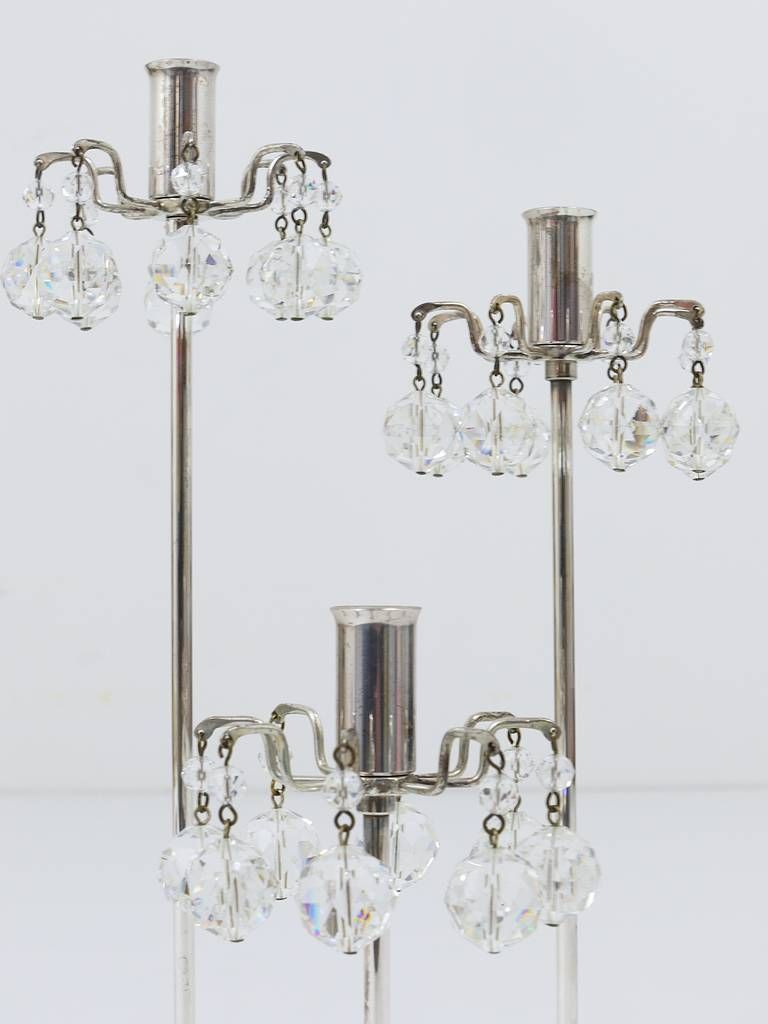 Lobmeyr Silver Plated Candleholder, Faceted Swarovski Crystals, Austria, 1960s photo buy