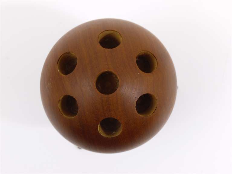 Carl Aubock Ball Tripod Candlestick Walnut Candle Holder, Austria 1950s photo Home Decor