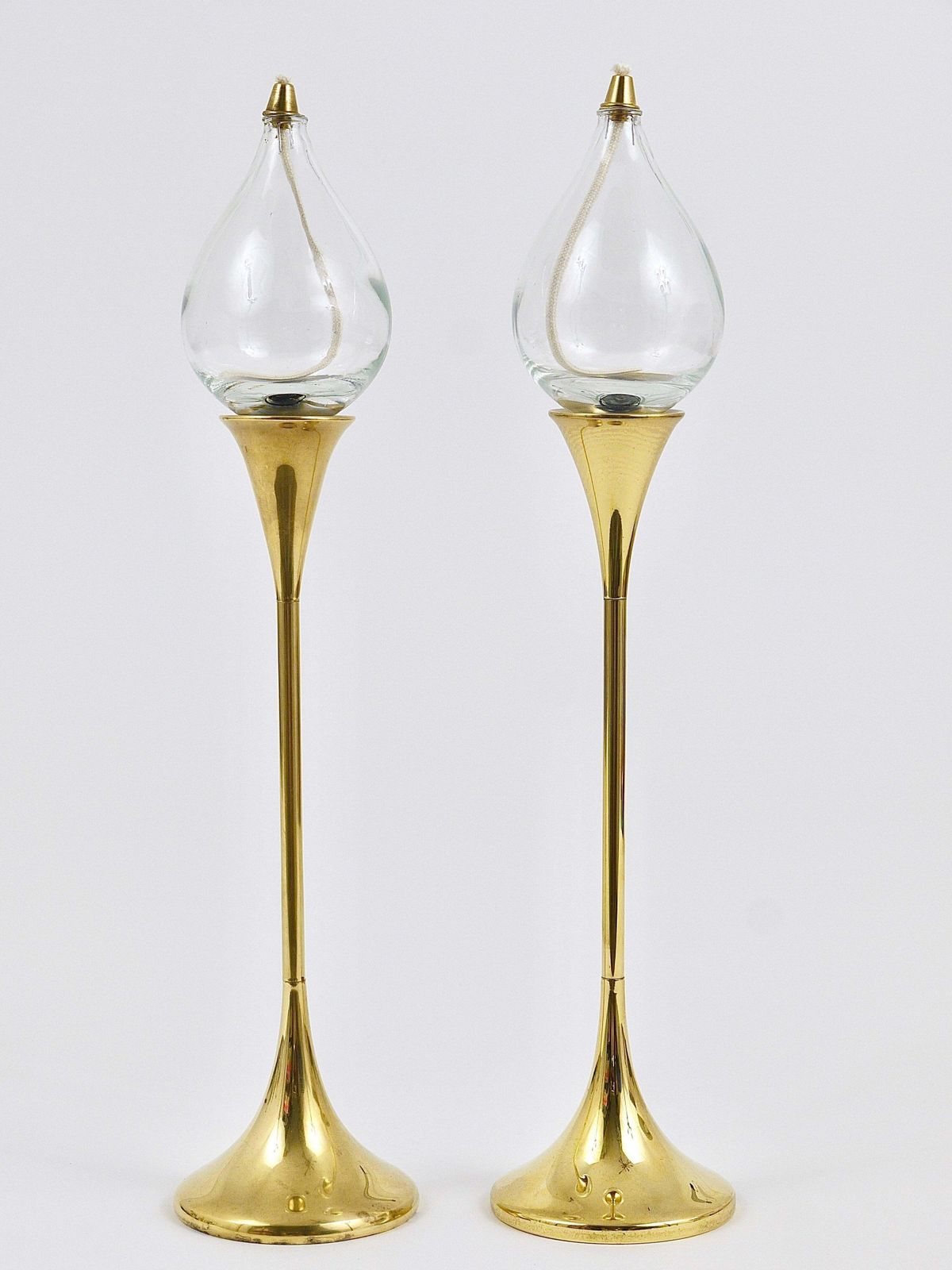 Two Large Freddie Andersen Midcentury Oil Lamp Candleholders, Denmark, 1970s photo Home Decor
