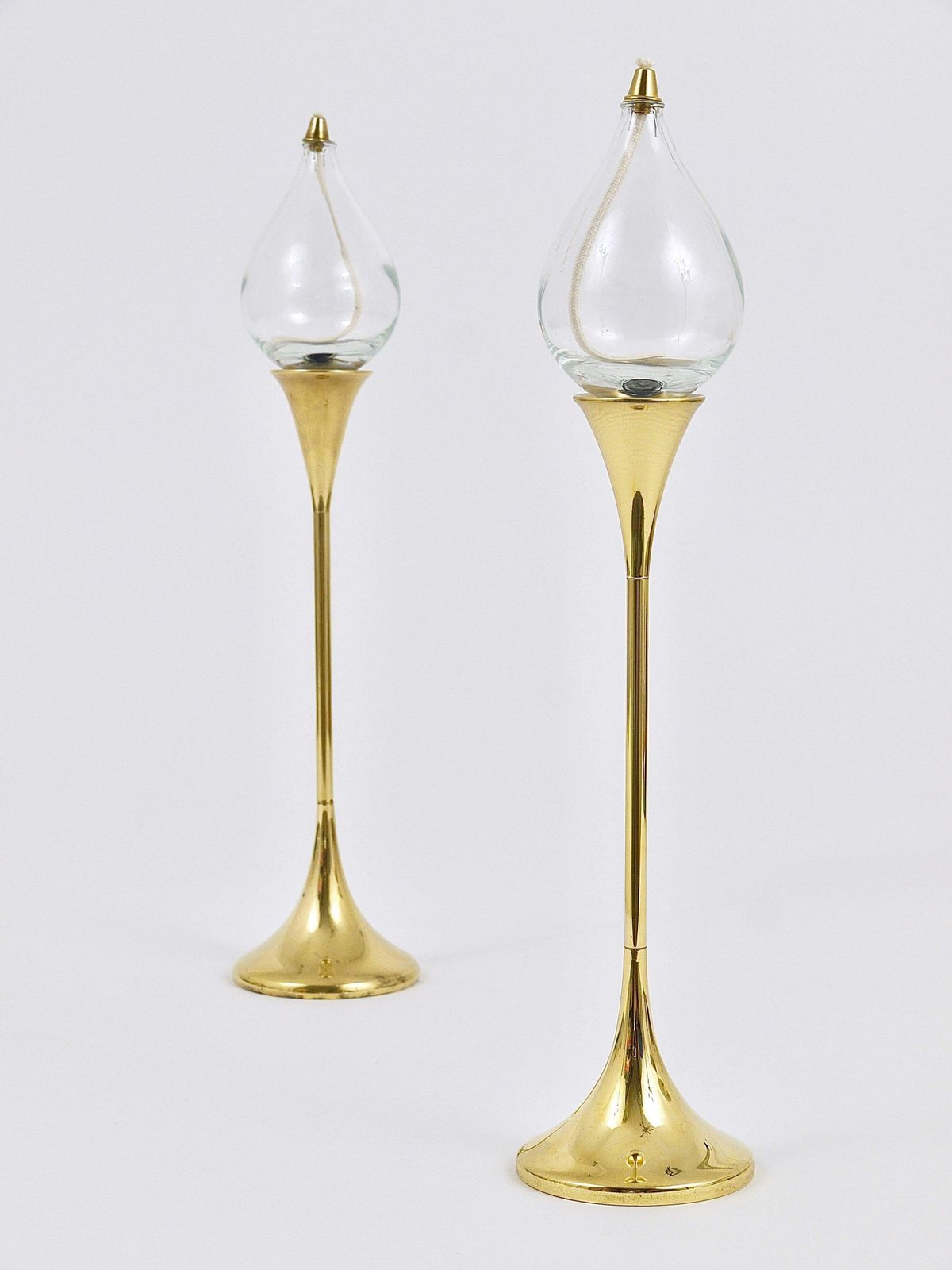Two Large Freddie Andersen Midcentury Oil Lamp Candleholders, Denmark, 1970s photo 258.0