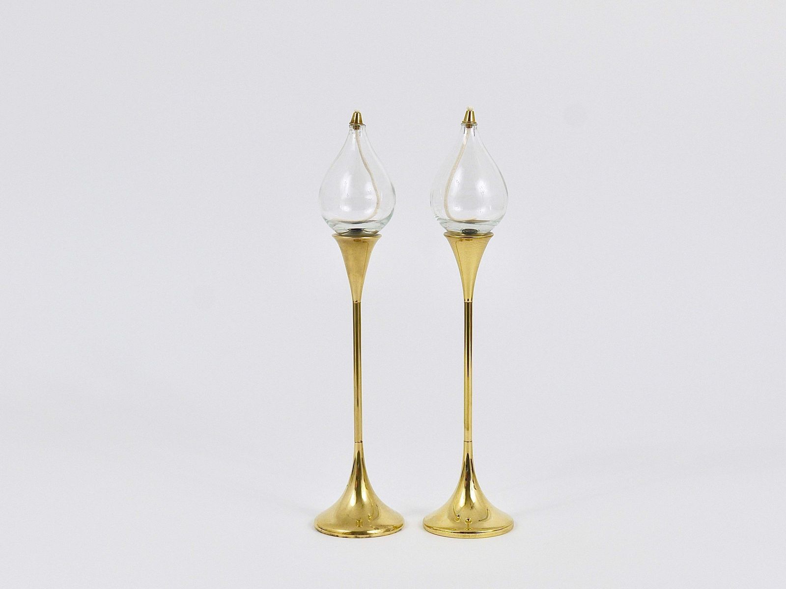 Two Large Freddie Andersen Midcentury Oil Lamp Candleholders, Denmark, 1970s photo vinterior