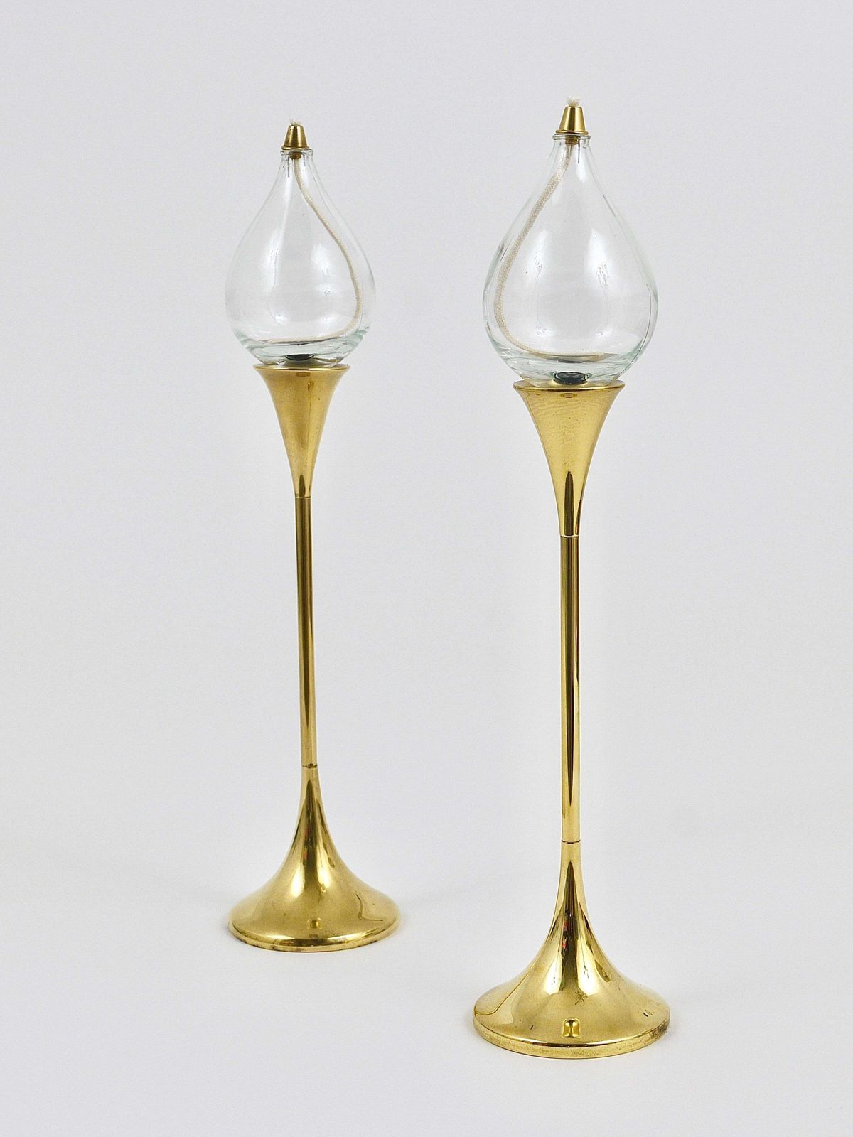 photo for sale Two Large Freddie Andersen Midcentury Oil Lamp Candleholders, Denmark, 1970s