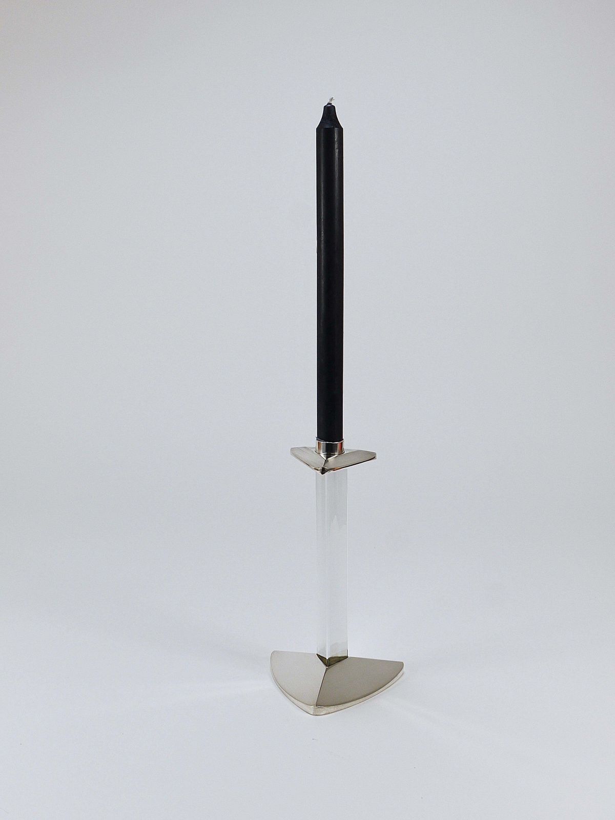 Riedel X Mesa Postmodern Silver & Crystal Candlestick Candle Holder, Italy, 1980 photo furniture