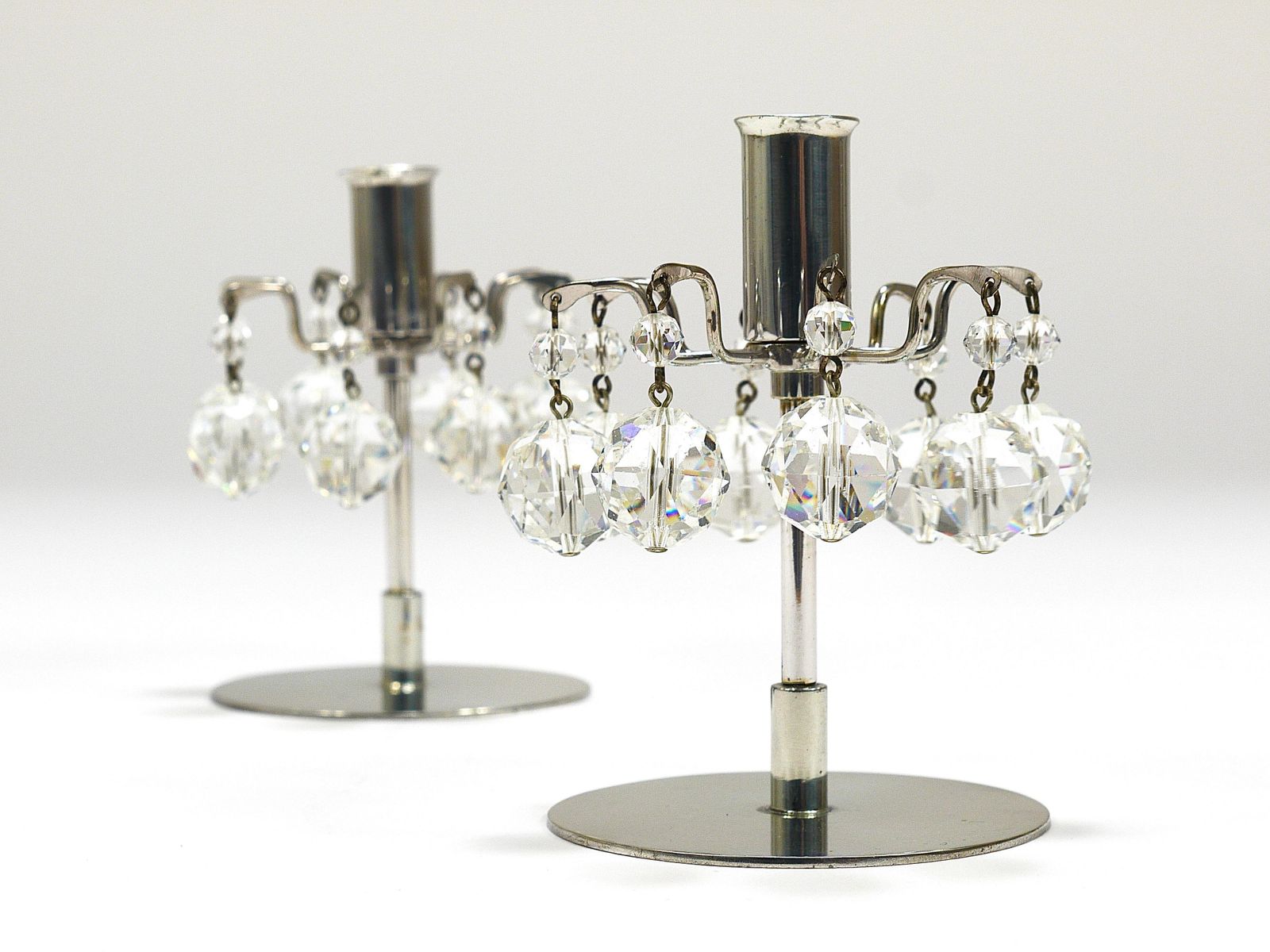 J.L. Lobmeyr „Lights Of Vienna“ Pair Candleholders, Faceted Swarovski Crystals photo Home Decor
