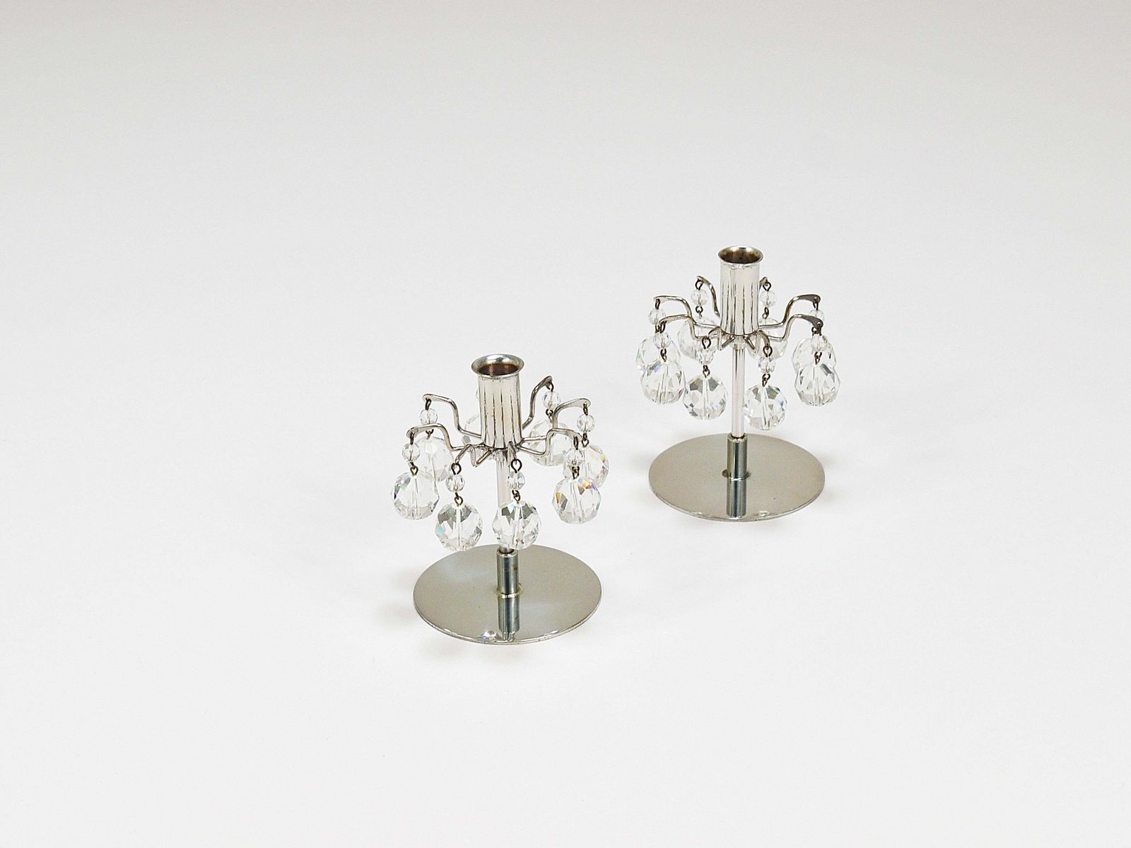photo furniture J.L. Lobmeyr „Lights Of Vienna“ Pair Candleholders, Faceted Swarovski Crystals