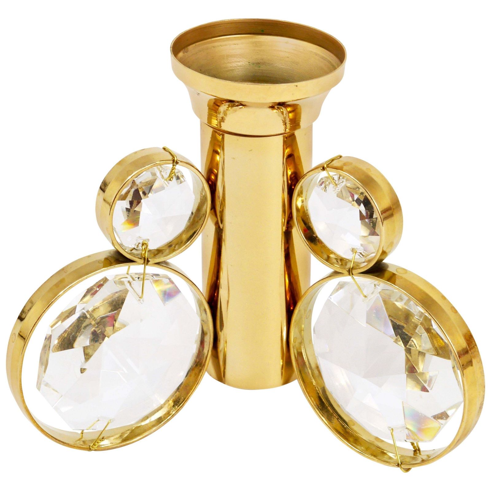 10x Palwa Gaetano Sciolari Style Brass & Crystal Candle Holder Candlestick