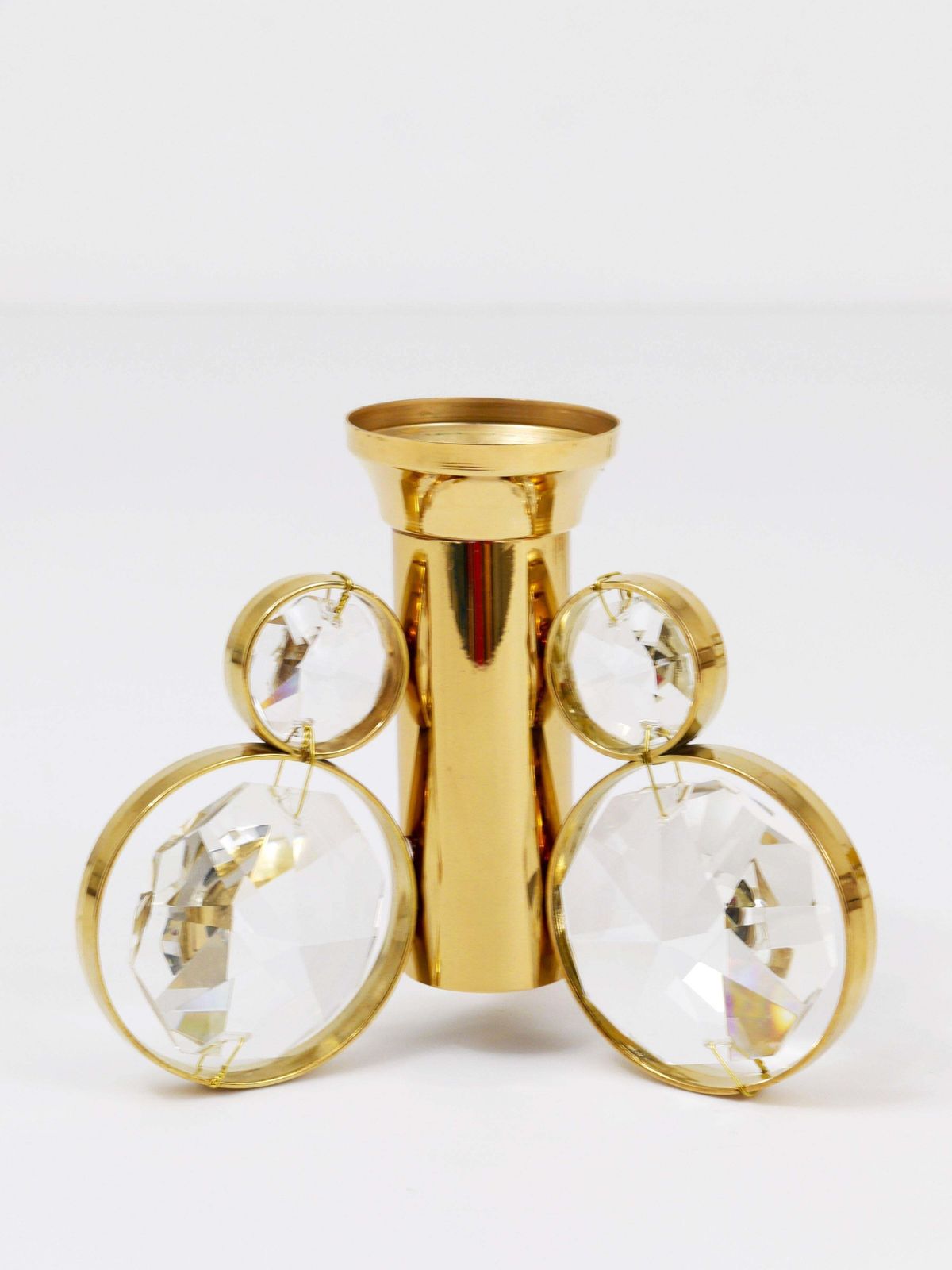10x Palwa Gaetano Sciolari Style Brass & Crystal Candle Holder Candlestick photo furniture